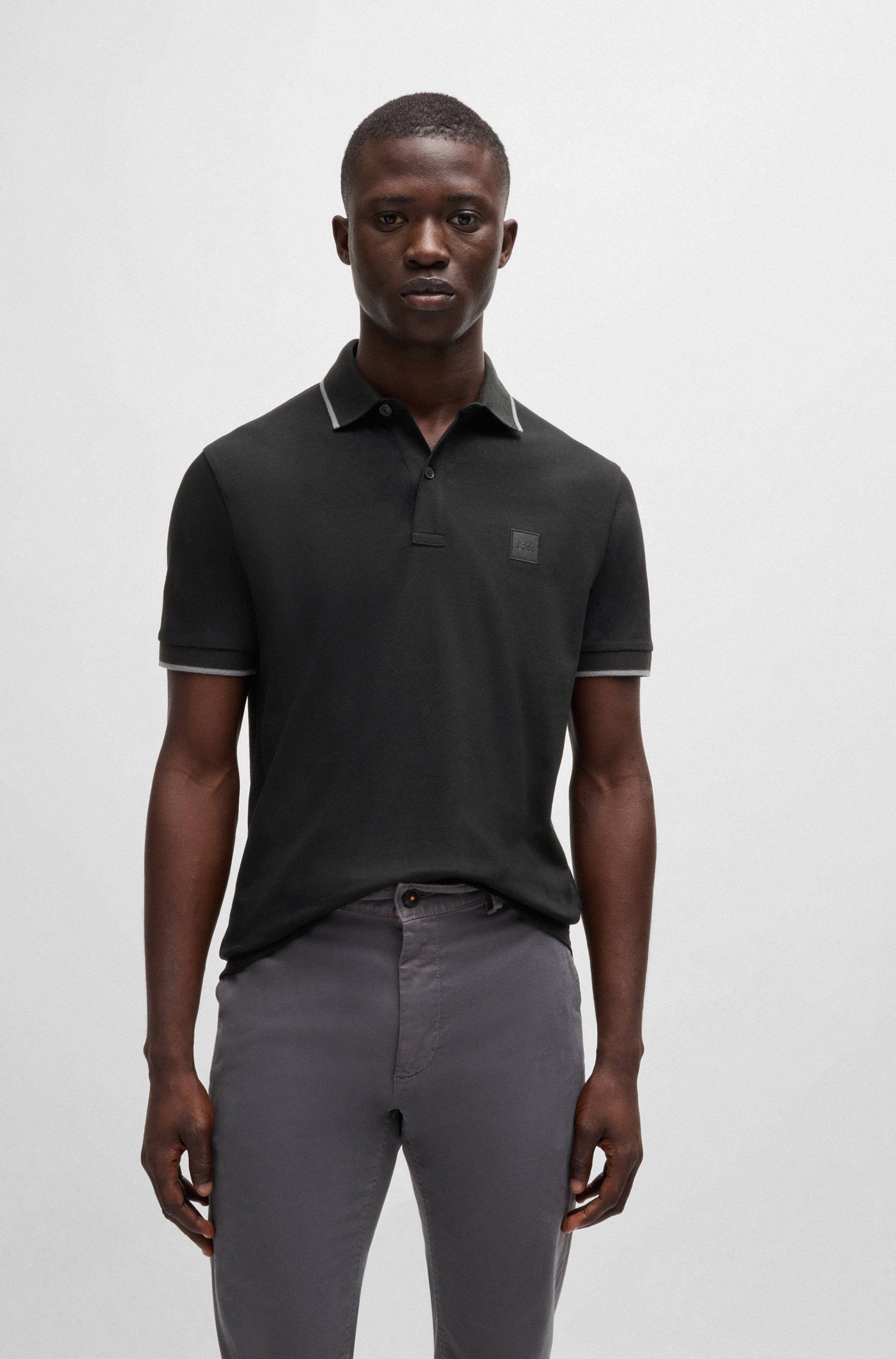Boss Orange Poloshirt Passertip met boss badge