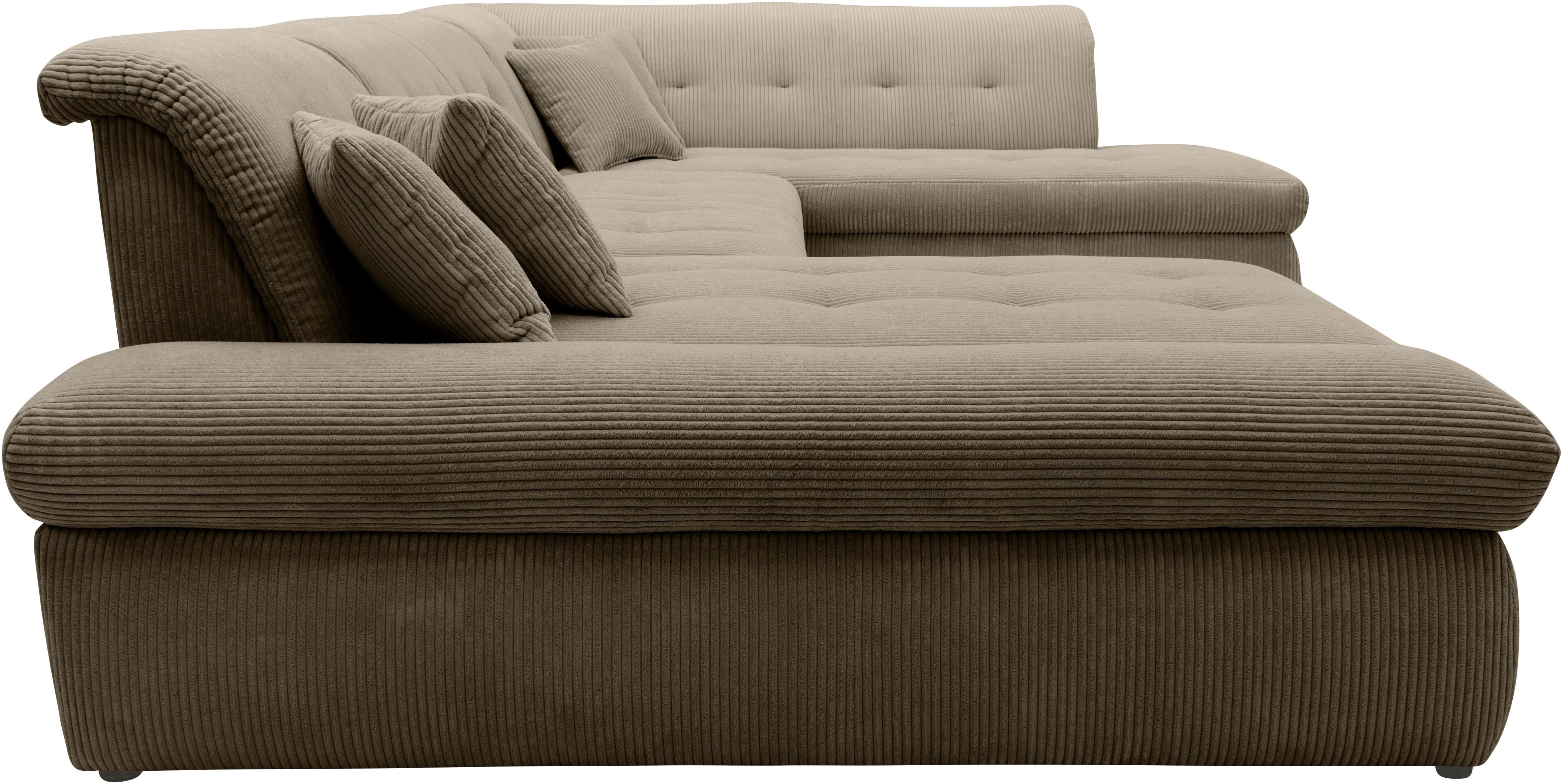 DOMO collection Zithoek Moric U-vorm ook in cord in xxl-formaat, naar keuze met slaapfunctie en verstelbare armleuning