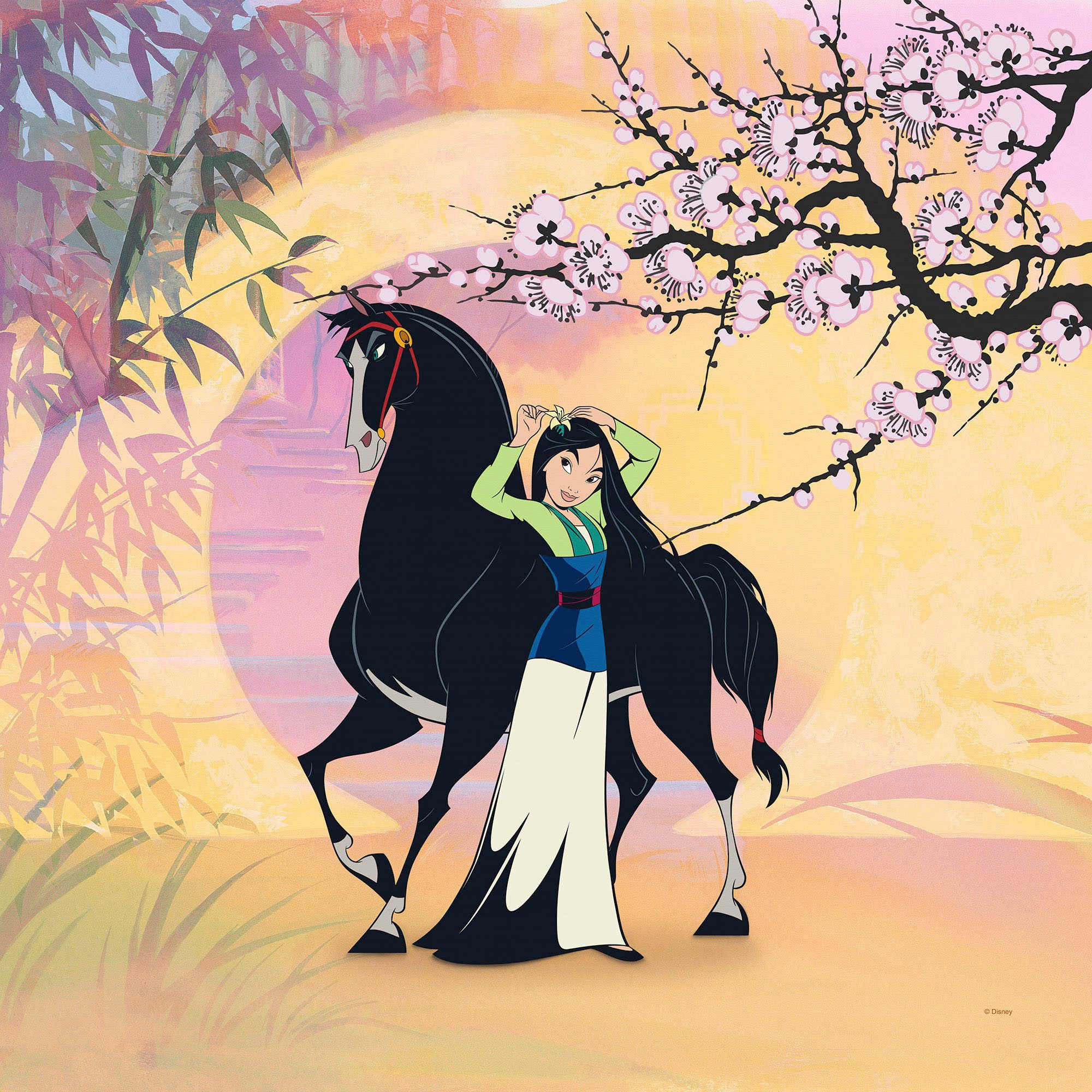 Komar Artprint op linnen Mulan with Kahn - Afmeting 40 x 40 cm Canvasdoek met echt houten frame, kinderkamer (1 stuk)