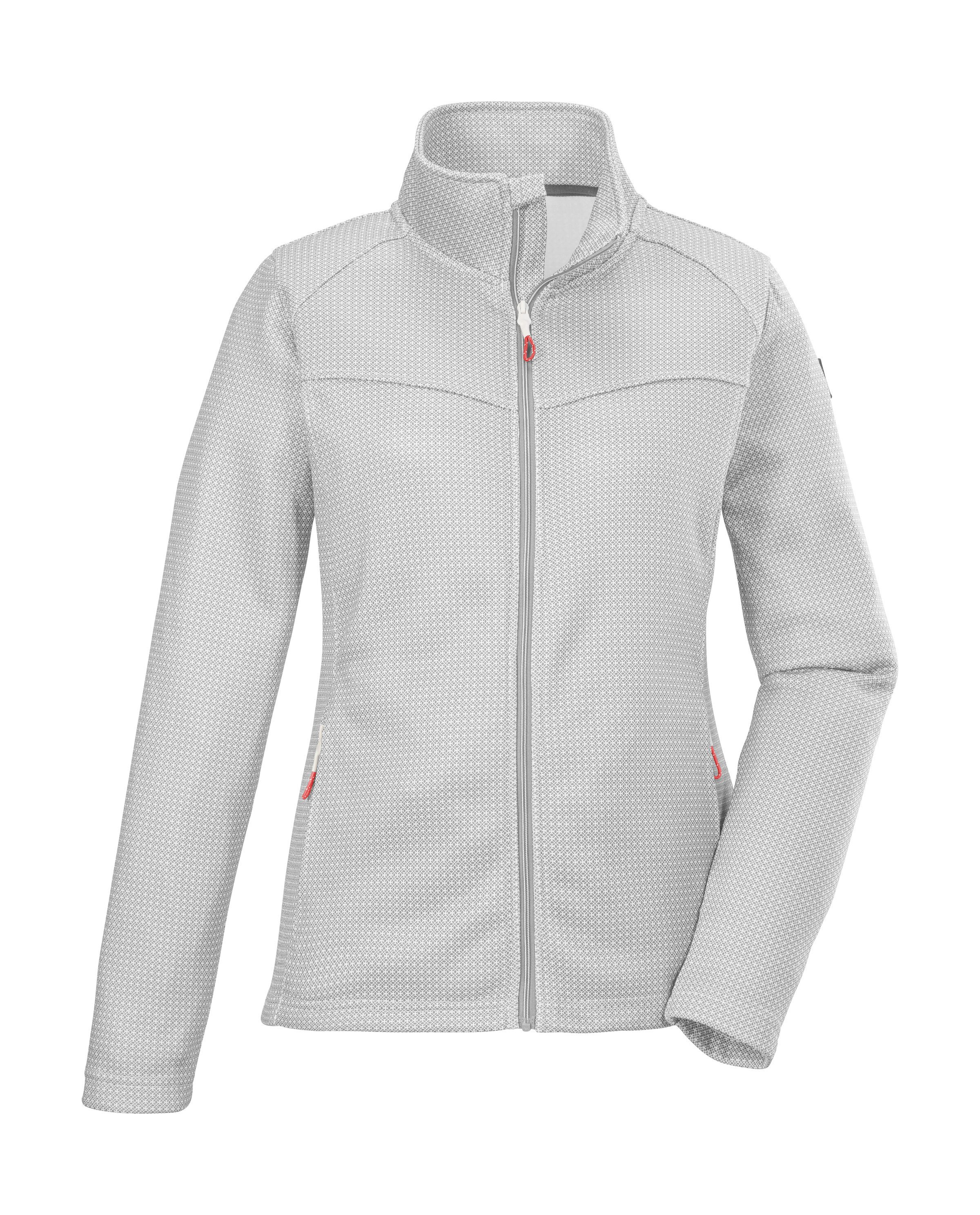 Killtec Fleecejack KOS 90 WMN FLC JCKT Elegante fleecejack met stretch, kinbescherming en ritszakken dames fleece vesten maat 44 grijs