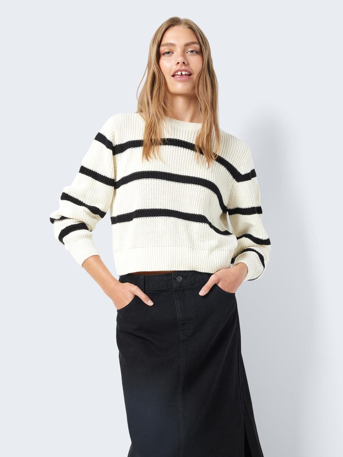 Noisy may Gebreide trui NMMAYSA L/S STRIPE O-NECK KNIT NOOS