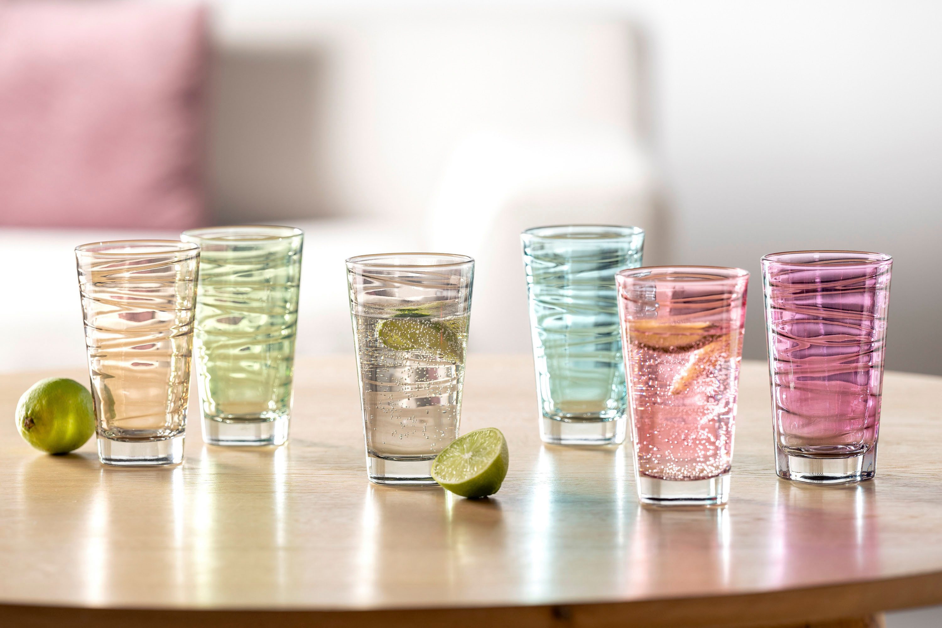 LEONARDO Longdrinkglas Colori veredeld met lichtechte hydroglazuur, 280 ml(set, 6-delig)