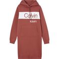 calvin klein sweatjurk color block hoodie dress met opvallend ck-opschrift op borsthoogte bruin