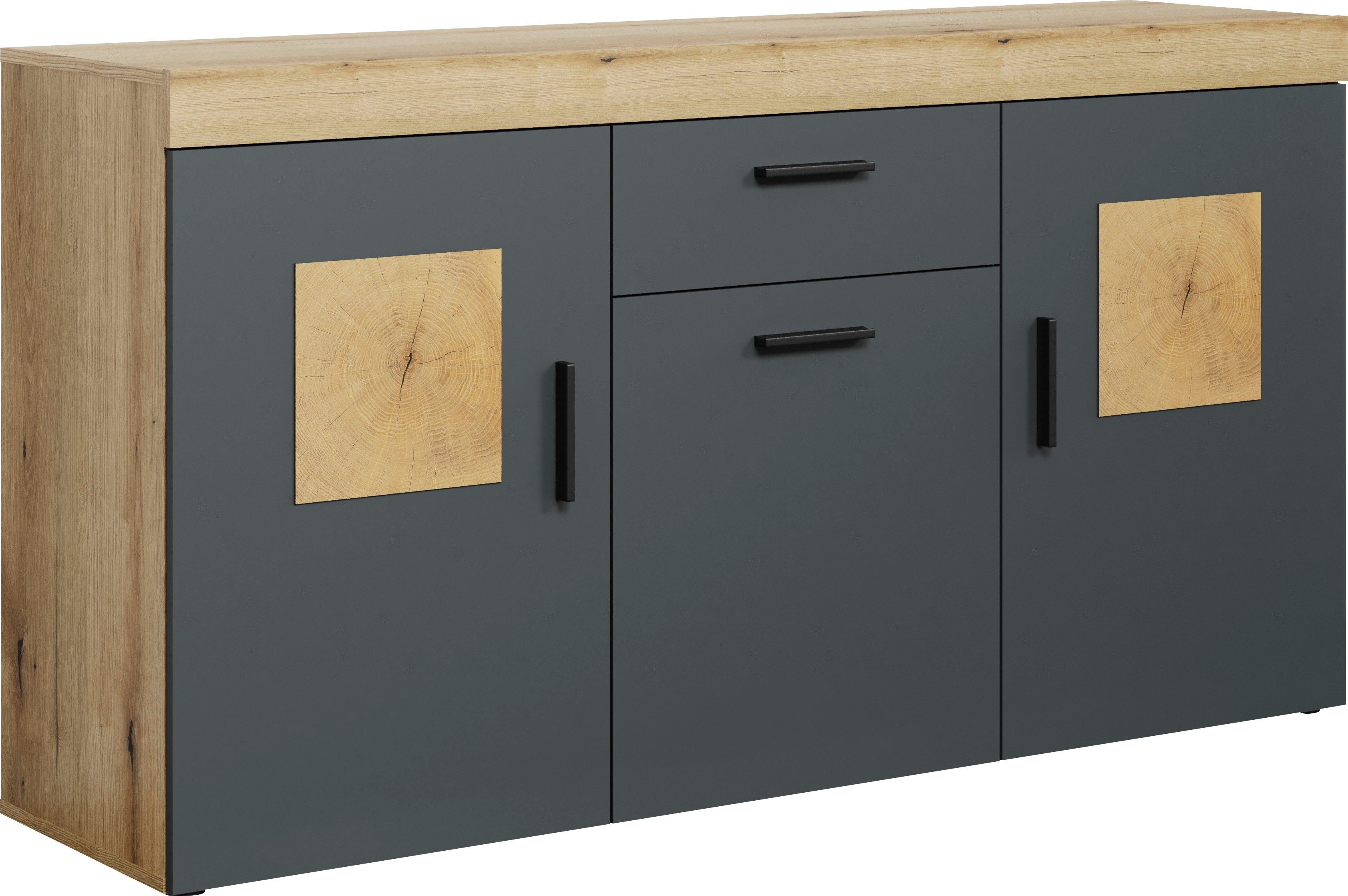 Home affaire Dressoir Gent Commode met eindhoutapplicaties - (B/D/H): 160/42/86 cm (1 stuk)