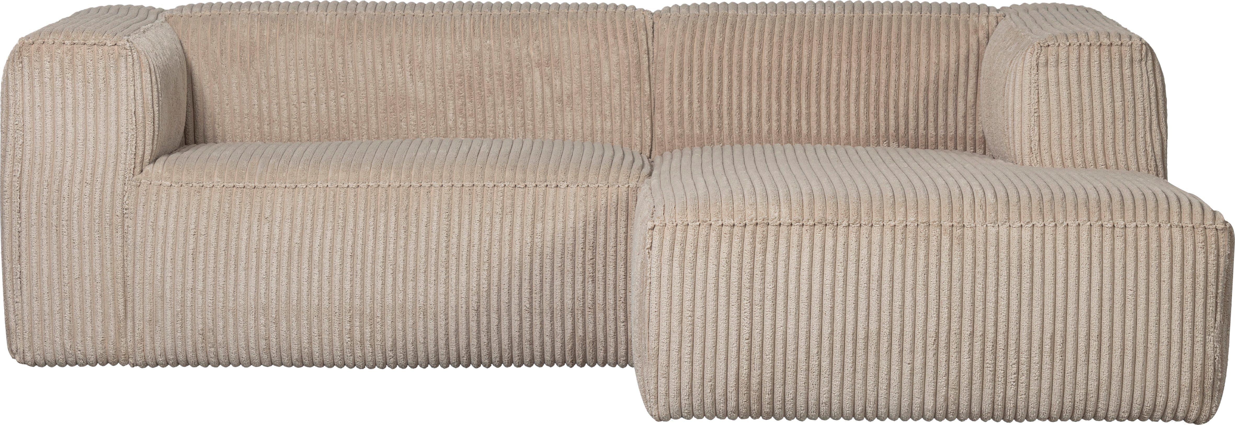 WOOOD Bean Chaise Longue Rechts Ribstof Travertin 73x254x178