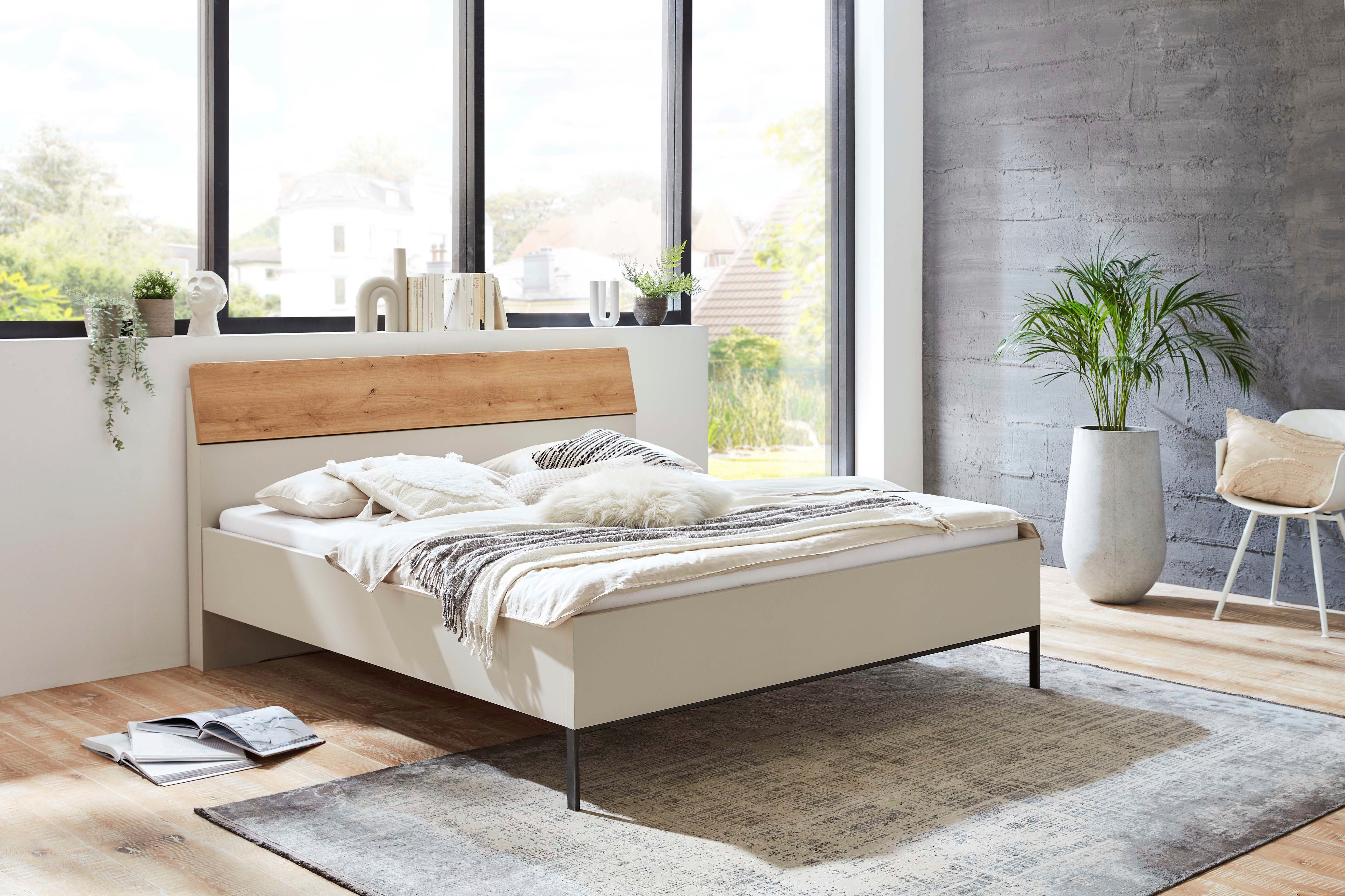 WIEMANN Futonbed Asti Afwerking imitatie wit eiken, slede in leisteen