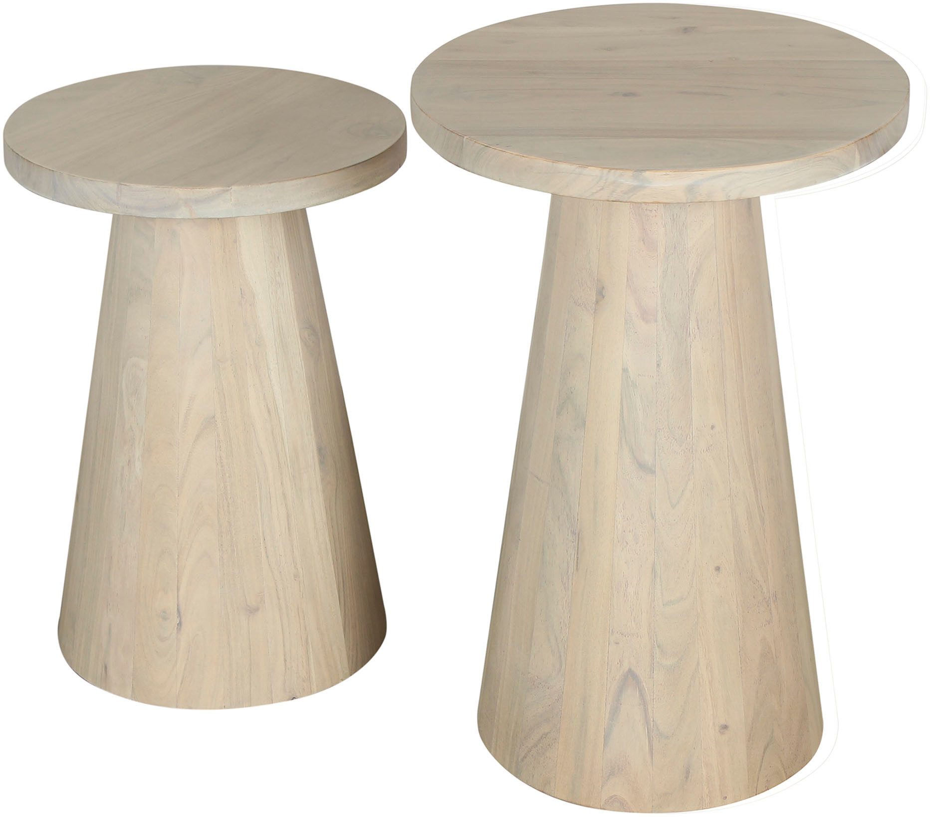 byLIVING Bijzettafel Kegel uit massief hout in zwart of white wash, verschillende maten (set)