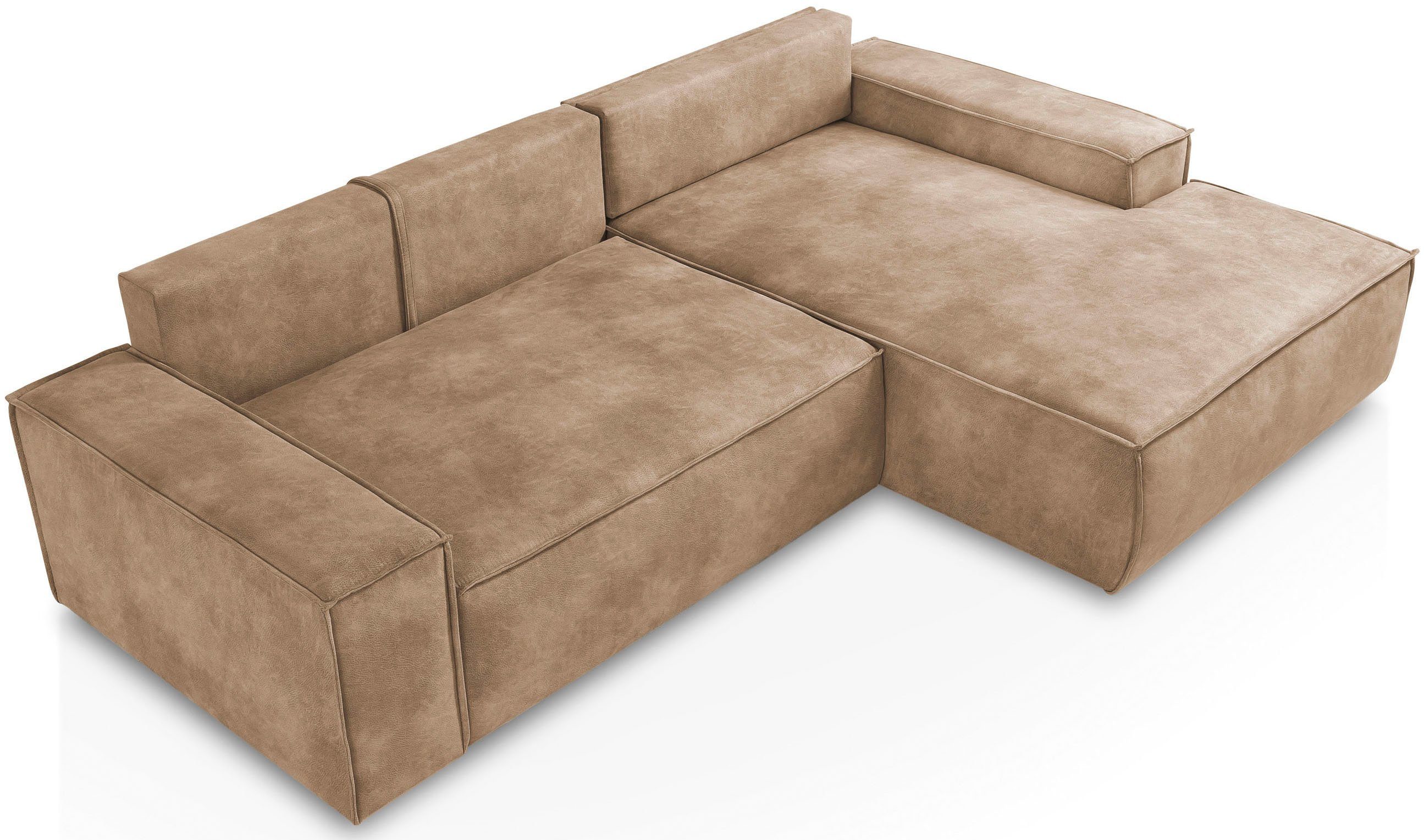 Home affaire Hoekbank SHERWOOD bedbank 267 cm, L-model, Slaapfunctie met bedlade (210x136 cm), cord, vintage, fluweel