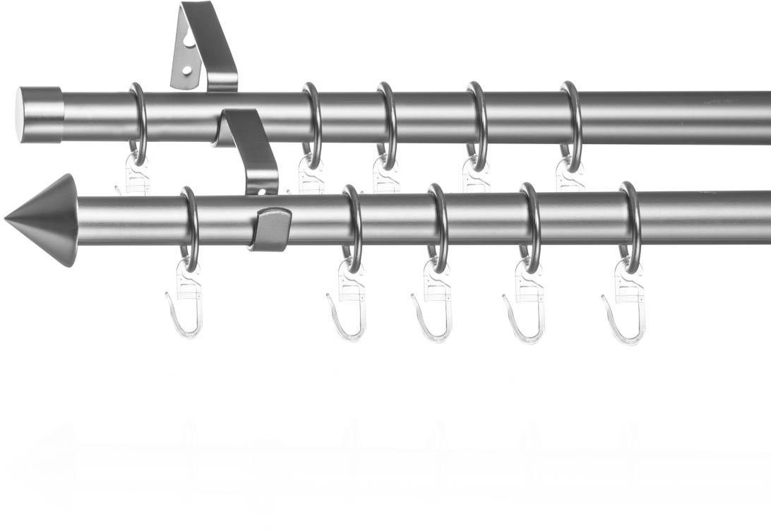 LICHTBLICK Gordijnroede kegel, 20 mm, uittrekbaar, 2 sporig 130 - 240 cm matchroom Tweerijige gordijnroede met ringen voor gordijnen en stores. (1 stuk)