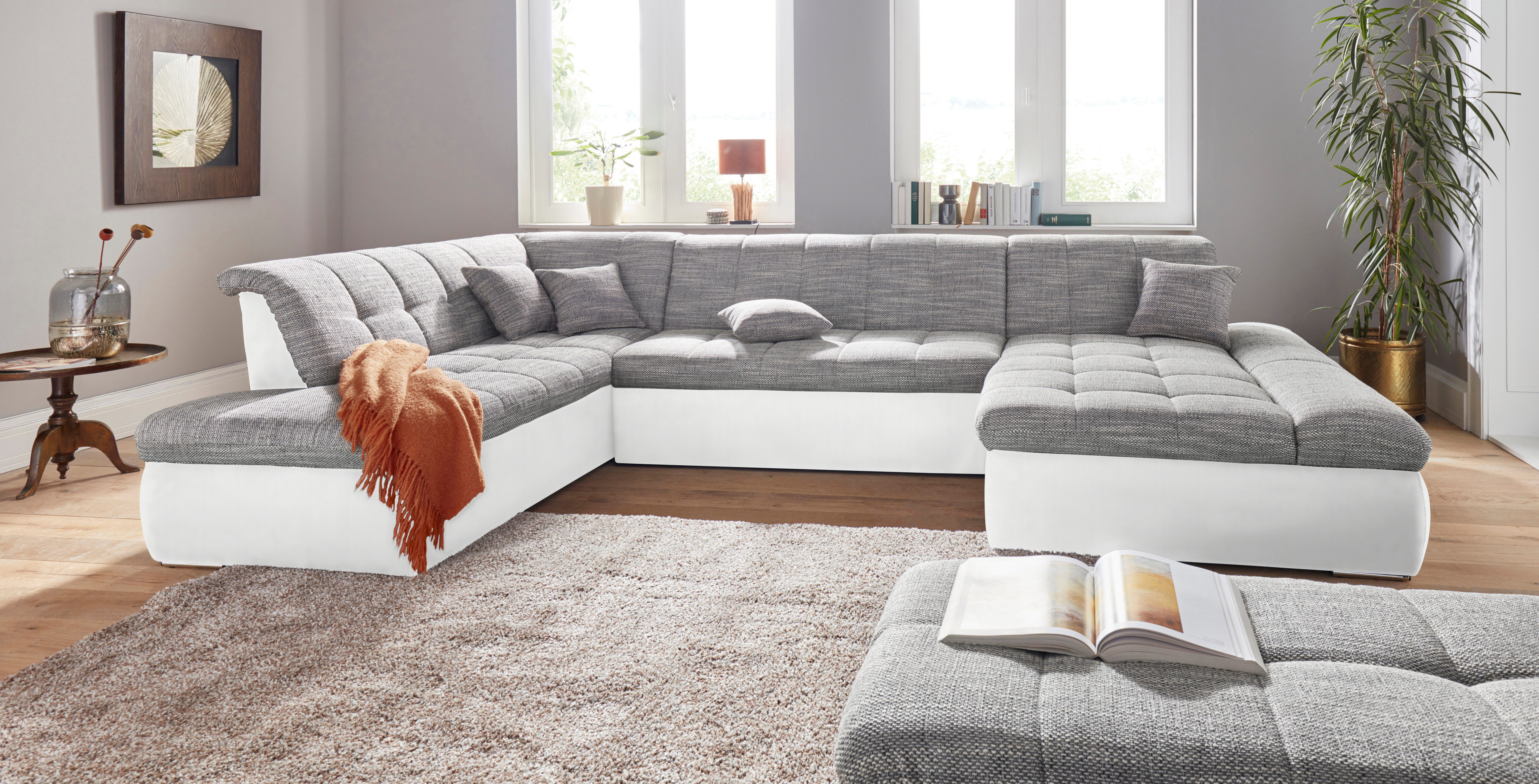 DOMO collection Zithoek Moric Luxus incl. sierkussen U-vorm, tot 140 kg per zitplaats belastbaar, XXL B/D/H: 353/216/80 cm