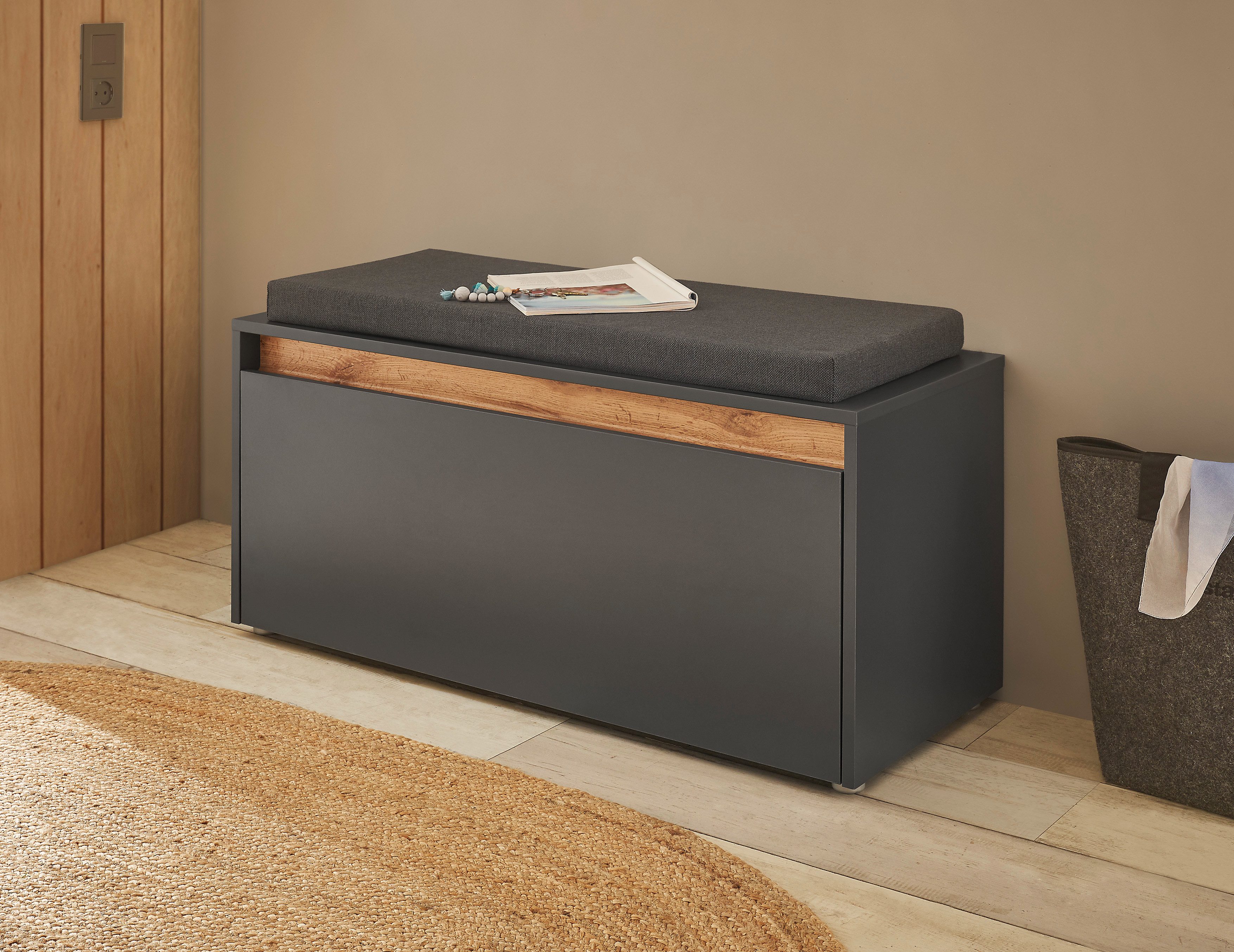 INOSIGN Schoenenbank GIRON/ CiTY, Schoenkast met klep, Zitbank in Wotan Eik