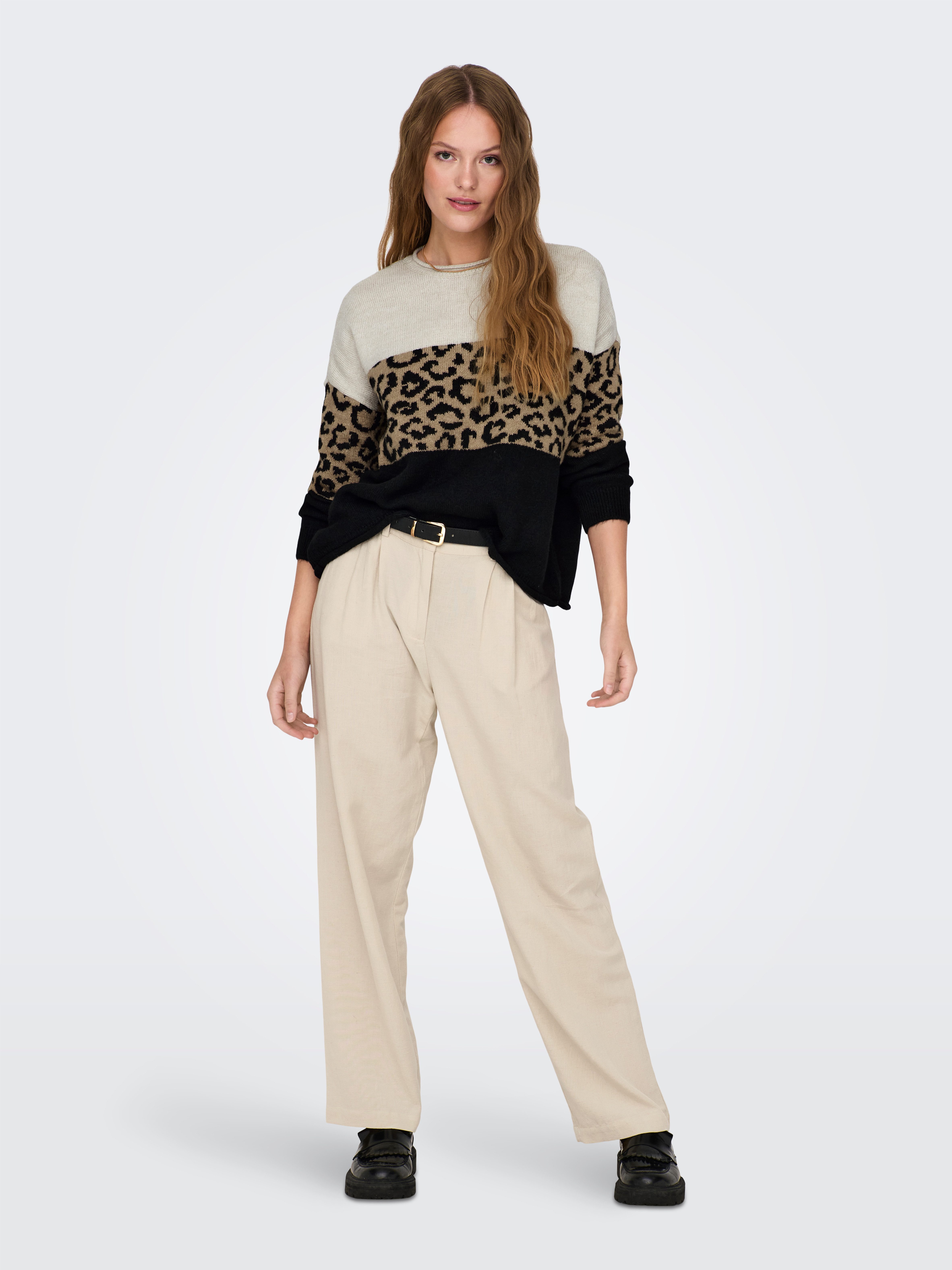 Only Trui met ronde hals ONLJADE ANIMAL LS O-NECK NOOS KNT