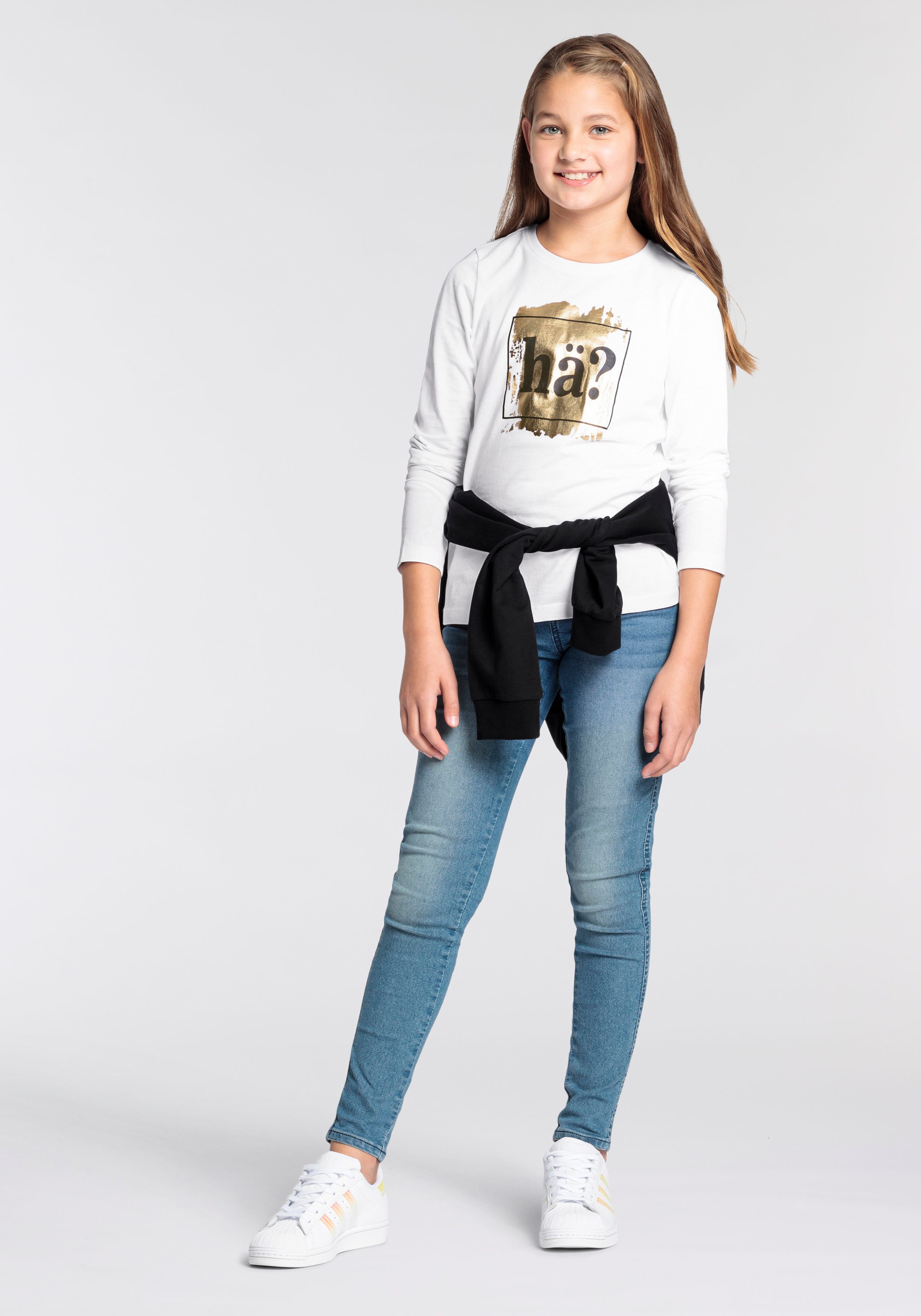 KIDSWORLD Shirt met lange mouwen Spreukshirt Langarm, getailleerde snit, met stijlvolle druk