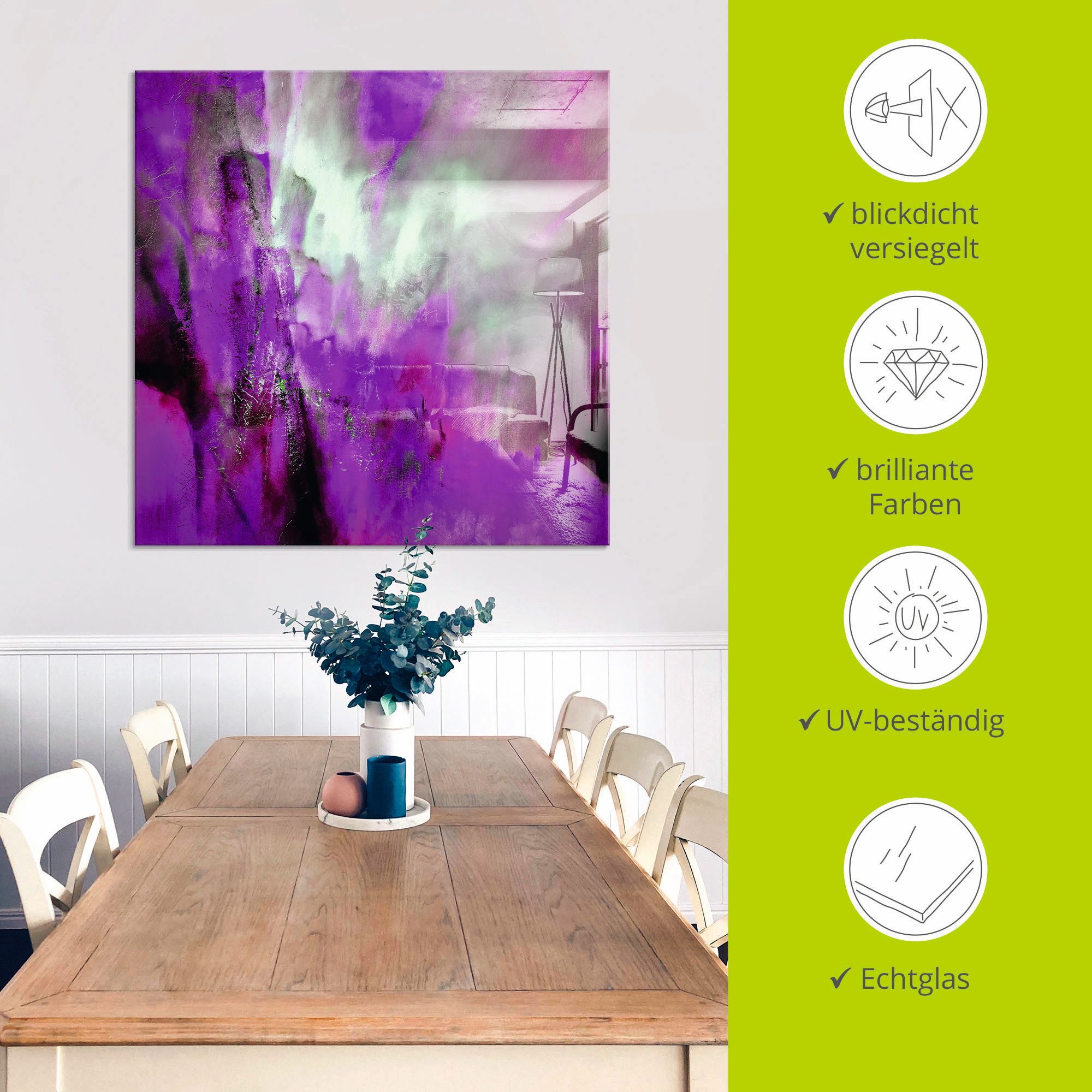 Artland Print op glas Roze licht in verschillende maten