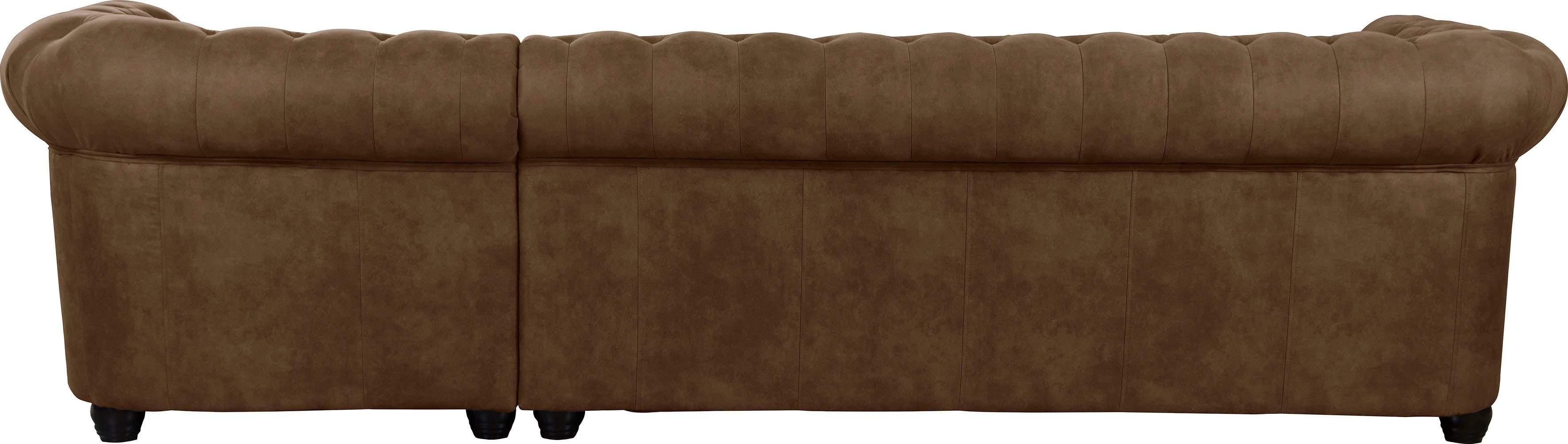 Home affaire Chesterfield-bank Rysum L-vorm Chesterfield-look met afsluitende ottomane