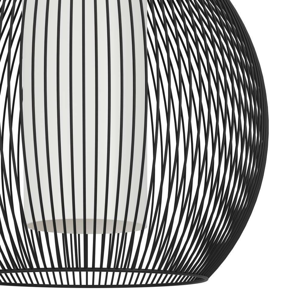 EGLO Hanglamp RAZONI 1 Hanglamp, metaal in zwart en glas in wit, lamp met E27 fitting (1 stuk)