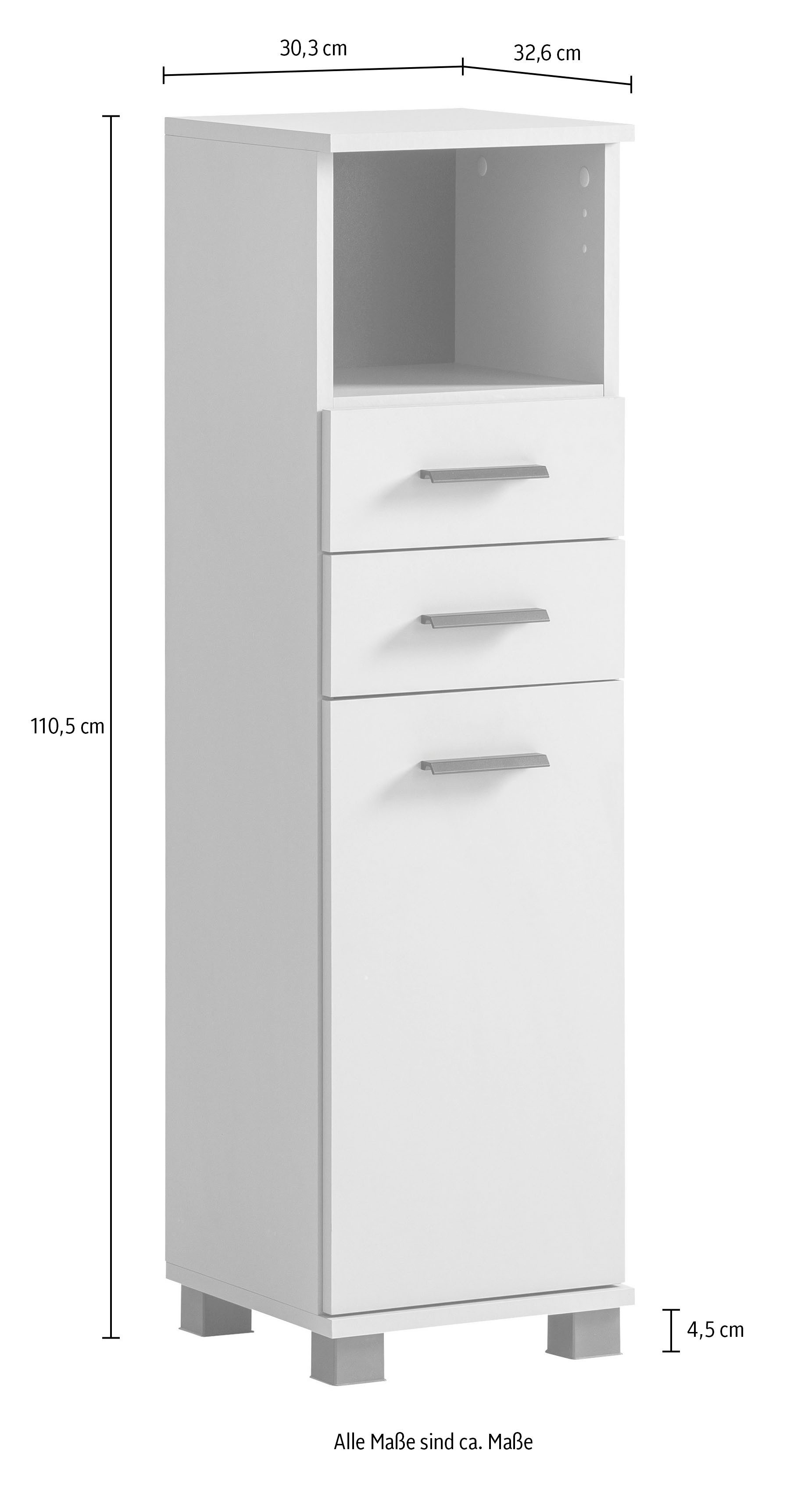welltime Halfhoge kast Palermo, breedte 30 cm Verwisselbare deur aanslag, metalen beslag, gedeeltelijke uittrekken