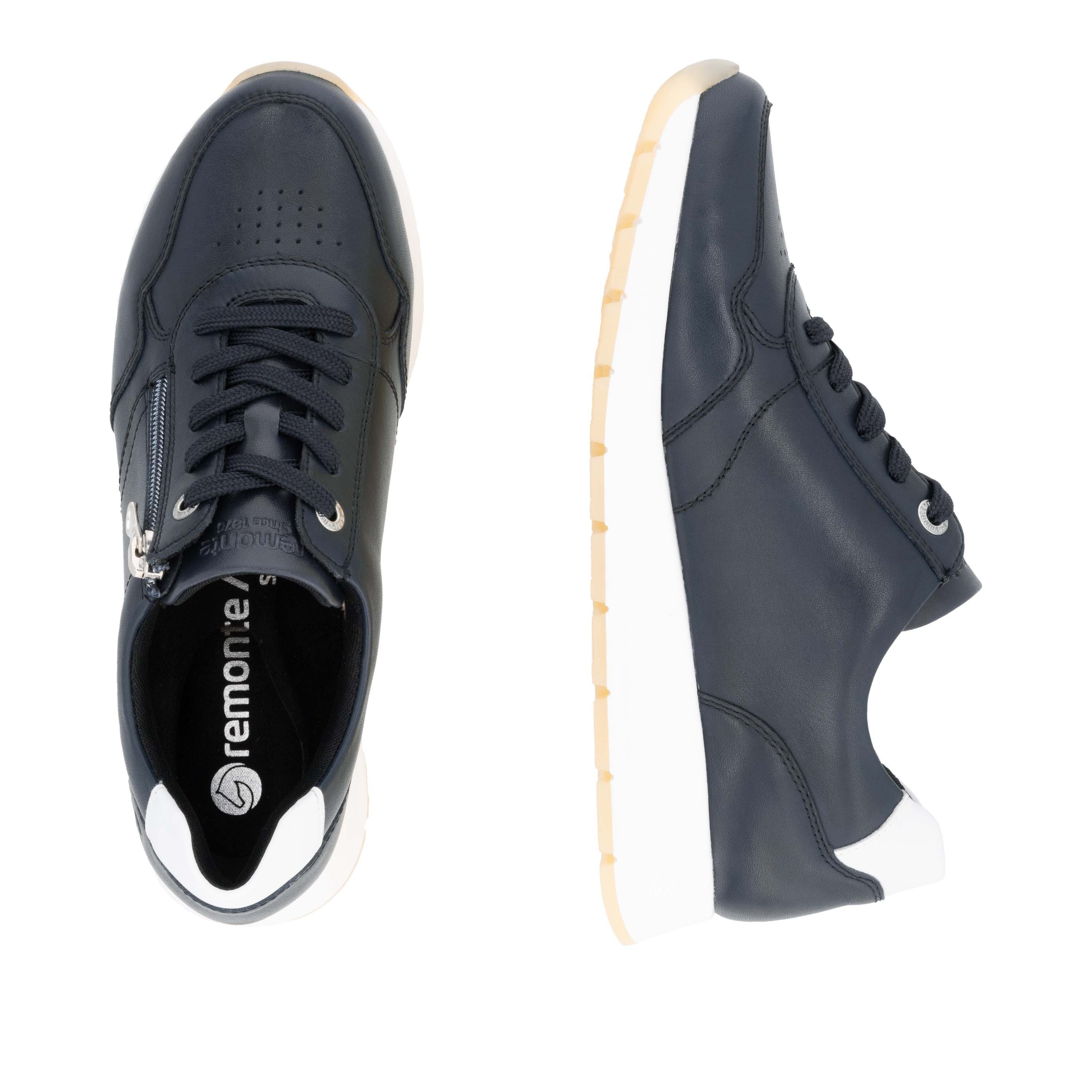 Remonte Sneakers met sleehak , vrijetijdsschoen, lage schoen, veterschoen met zijrits