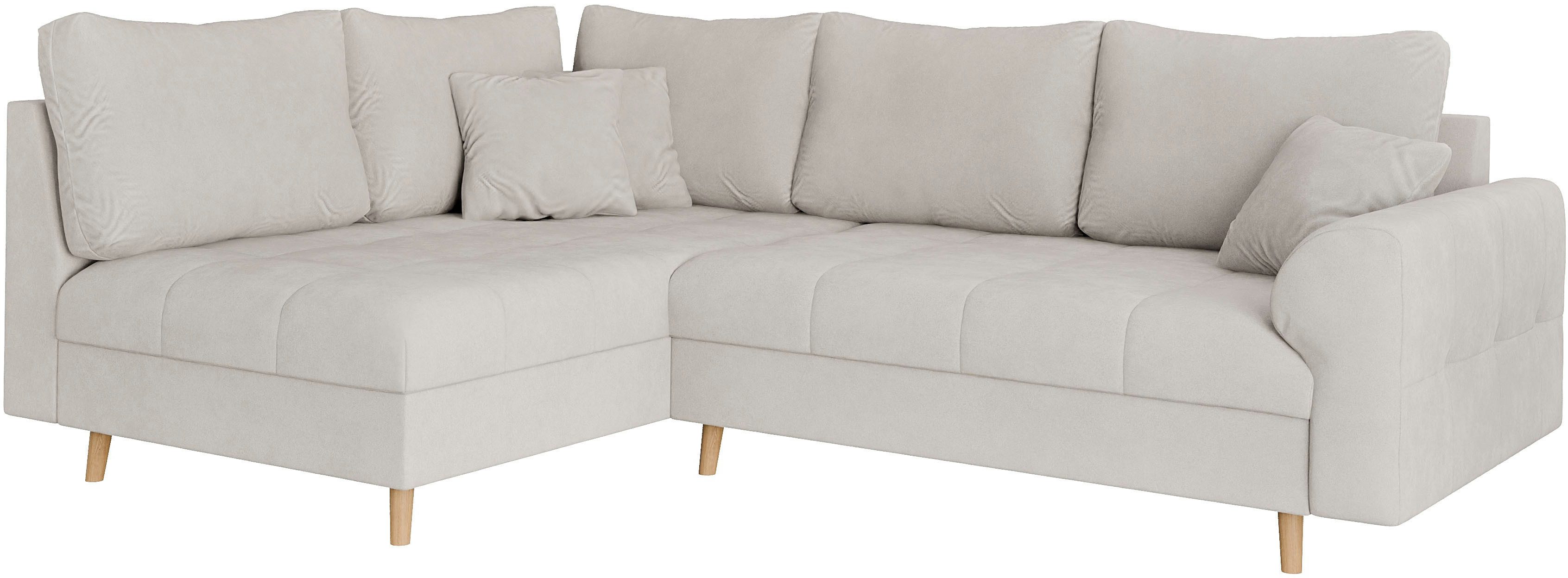 Home affaire Hoekbank CHARRE L-vorm met ottomane, afmetingen B/D/H: 231/161/81 cm fijne stiksels, losse rug- en sierkussens, ook in cord en bouclé