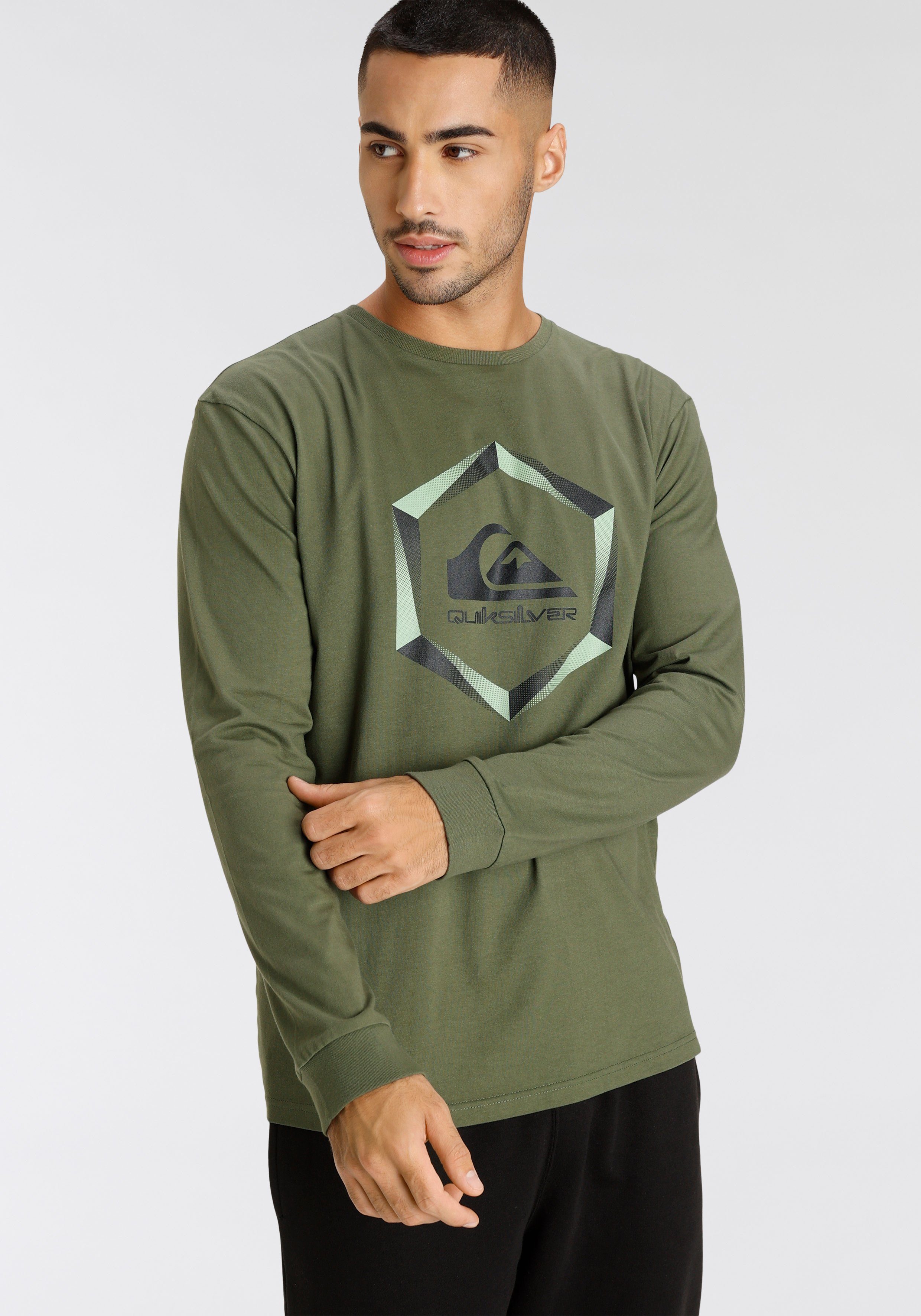 Quiksilver Shirt met lange mouwen Heren dubbelpak met logoprint (set, 2-delig)