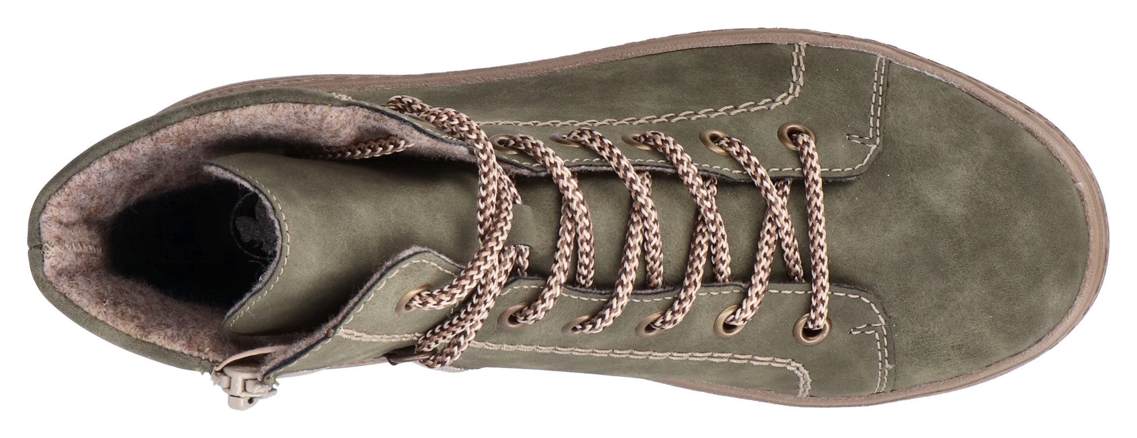 Rieker Veterschoenen enkellaars, plateausool, contrastnaad, met binnenrits