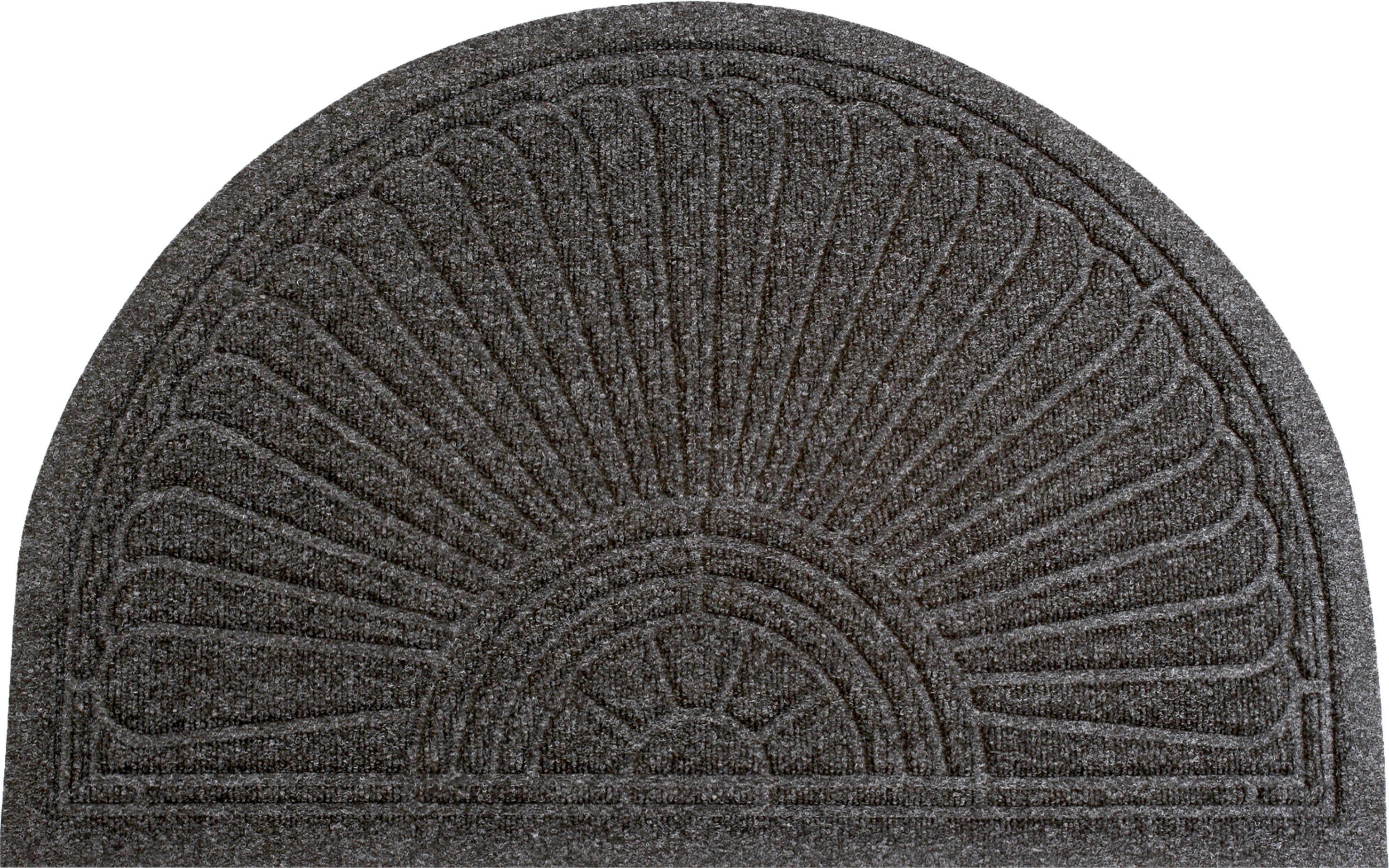wash+dry by Kleen-Tex Mat DUNE Halfmoon dark grey Inloopmat, antislip, geschikt voor binnen en buiten, wasbaar deurmatten grijs