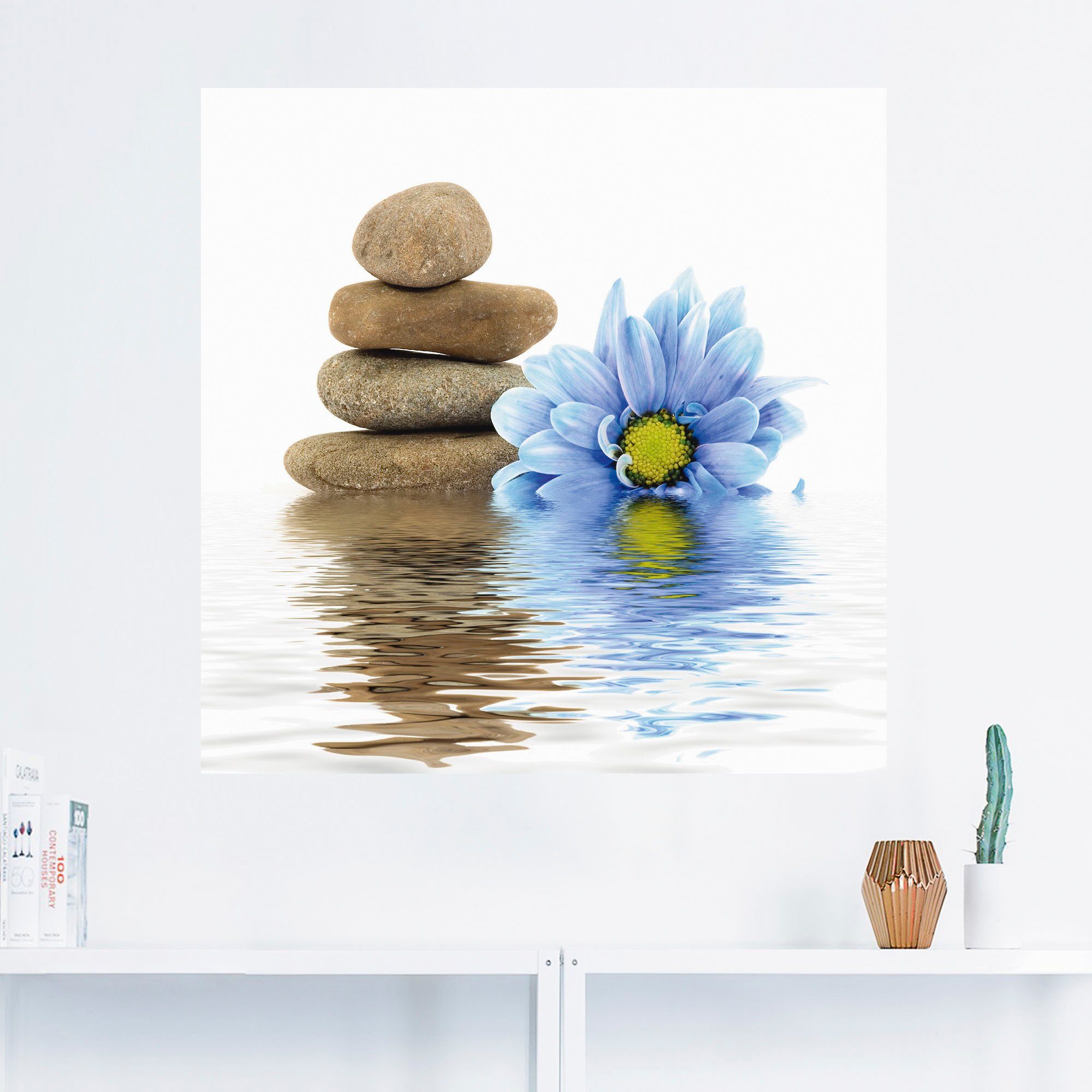Artland Artprint Therapie-stenen met losse bloemen als artprint op linnen, muursticker in verschillende maten