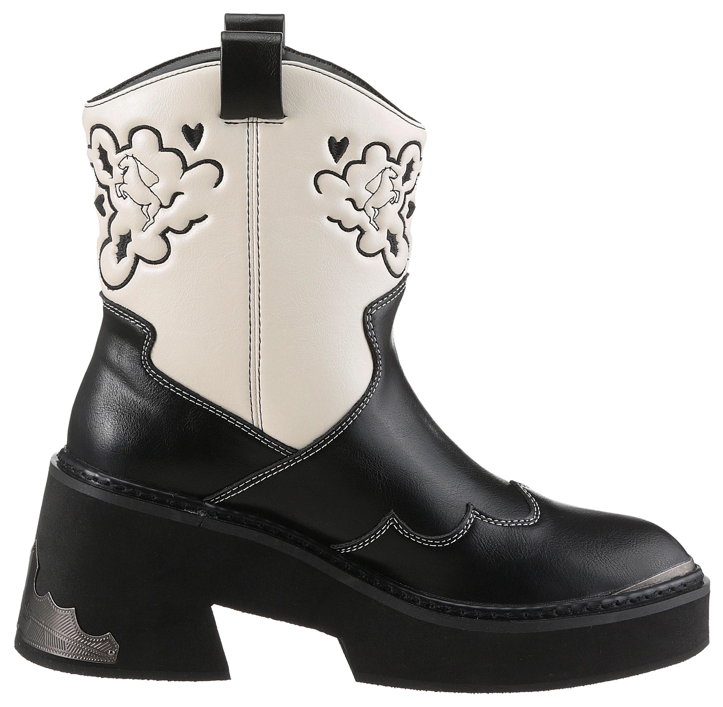 Buffalo Cowboylaarsjes BULL BOOT VEGAN western-enkellaars, cowboylaarzen, instaplaarzen, met borduursel