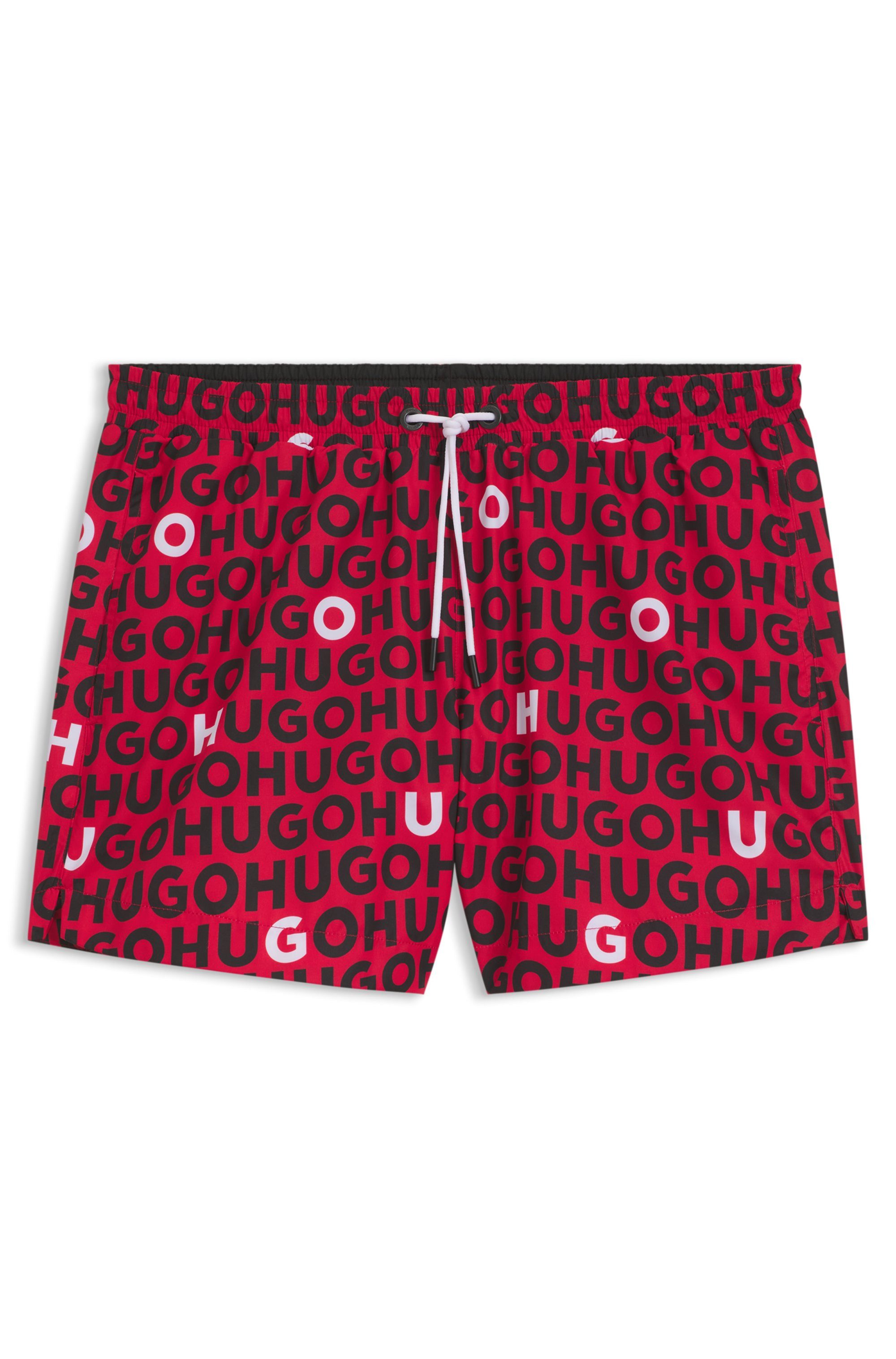 HUGO underwear Zwembroek Tortuga met allover logo-tekst