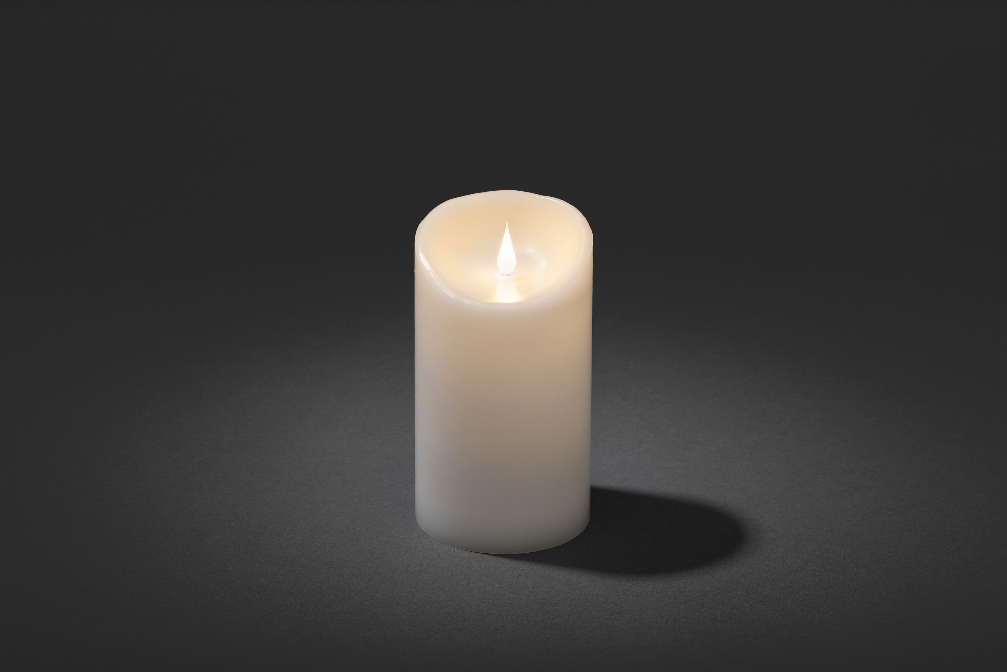 KONSTSMIDE Led-kaars Kerst versiering Led-kaars van echte was, wit, met 3D vlam, ø 10 cm, hoogte: 18 cm (1-delig)