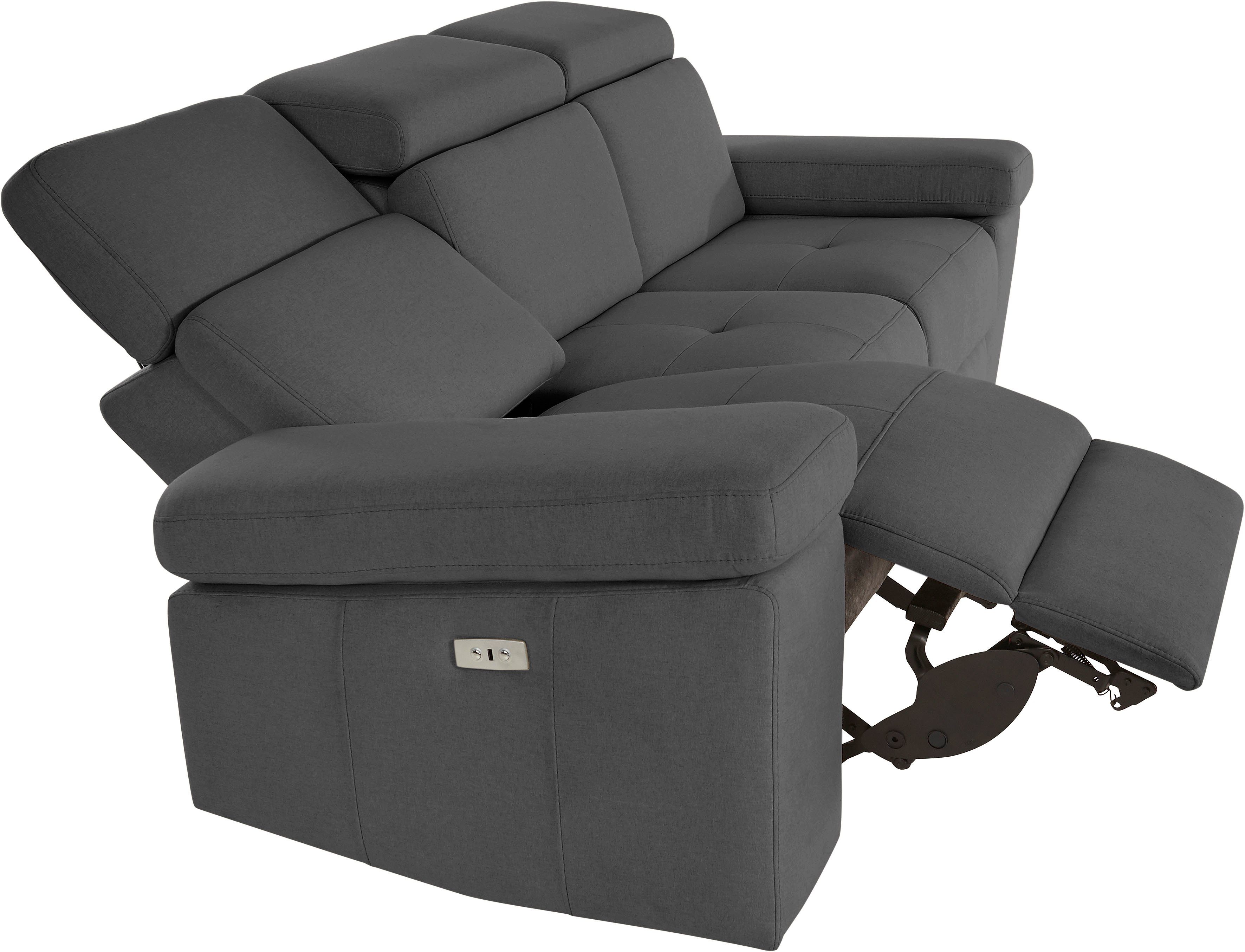 Places of Style 3-zitsbank Kilado met 2x relaxfunctie, verstelbare armleuning, verstelbare hoofdsteun