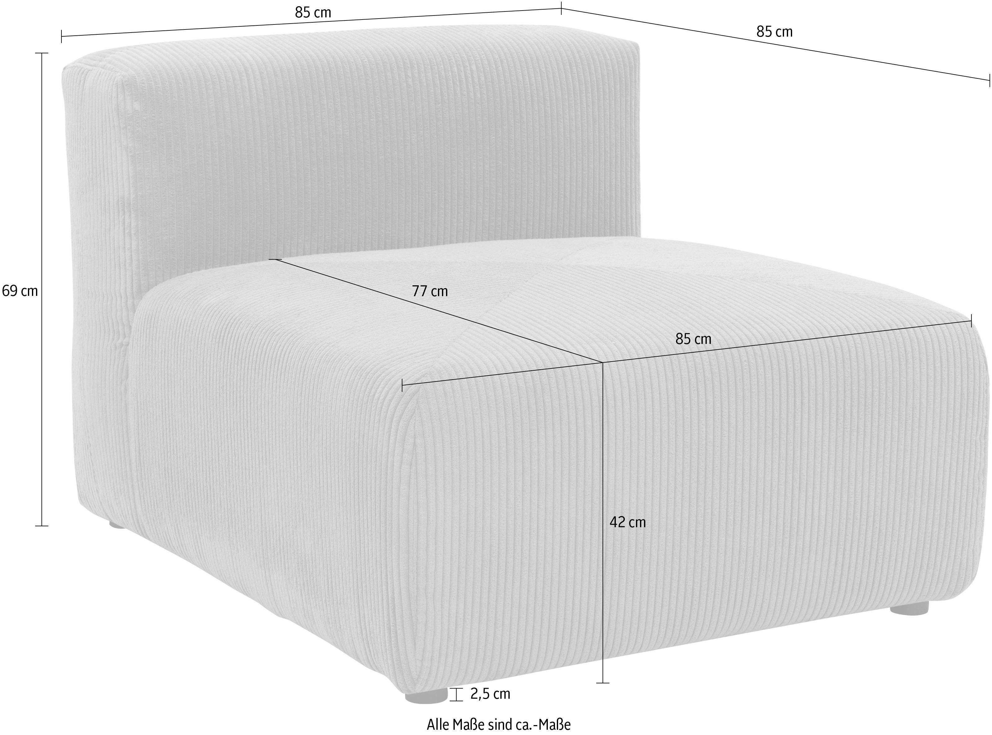 RAUM.ID Sofaelement Gerrid Ribfluwelen bekleding, tussenelement, kan ook afzonderlijk worden geplaatst