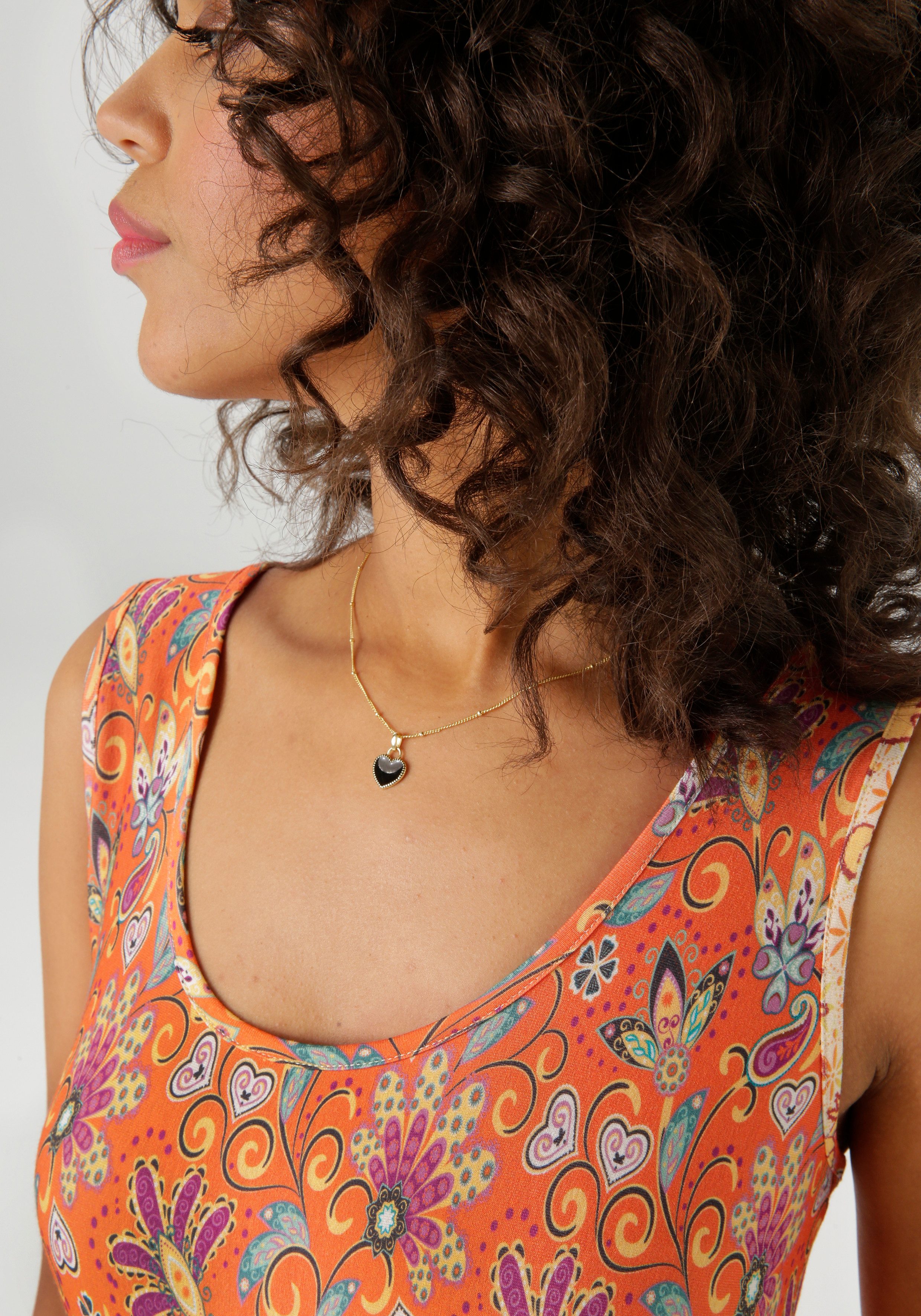 Aniston CASUAL Zomerjurk met kleurharmonische bloemenprint en rand aan de zoom - nieuwe collectie