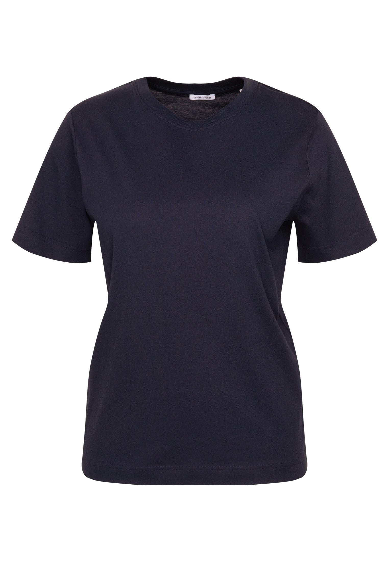 seidensticker T-shirt Zwarte roos Korte mouwen ronde hals uni