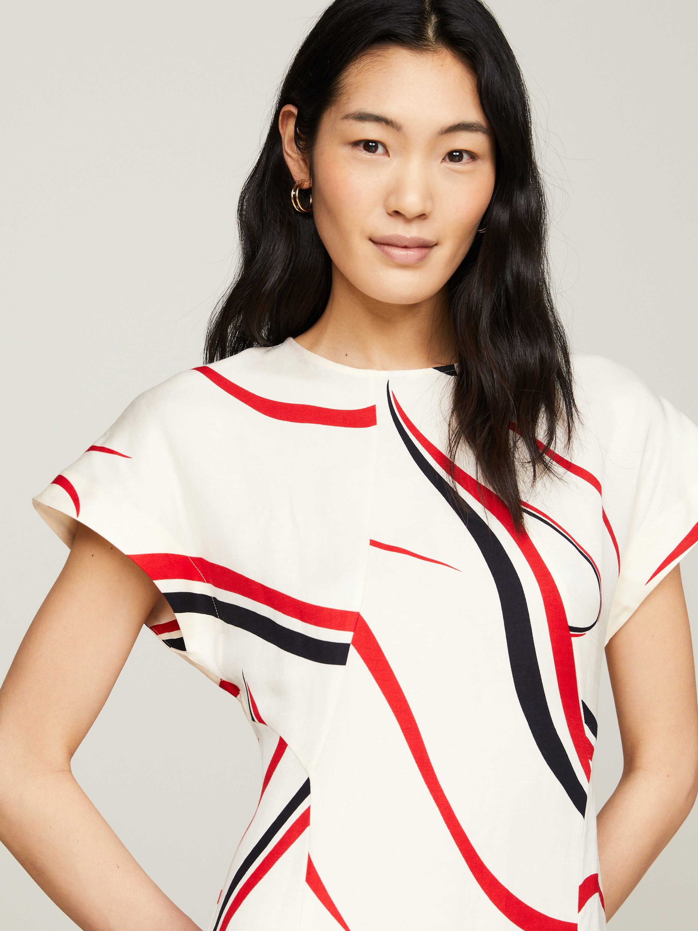 Tommy Hilfiger Midi-jurk RIBBON F&F SS MIDI DRESS