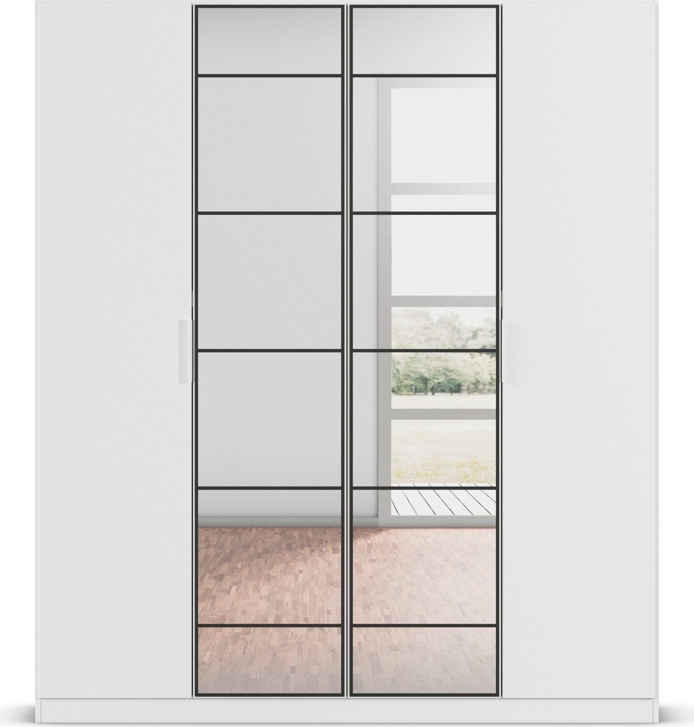 rauch Draaideurkast Kledingkast Kast Garderobe Slaapkamerkast ACERO Middeldeuren met spiegel in moderne loft-look MADE IN GERMANY