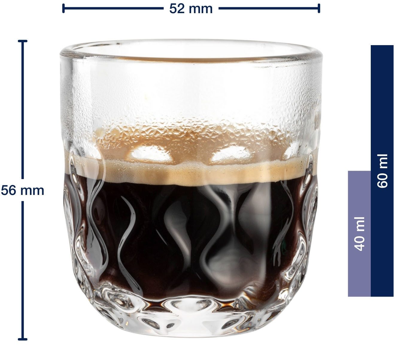 LEONARDO Espressoglas GOCCE, 90 ml, 6-stuks set 2. variant, met druppelrelief (set)