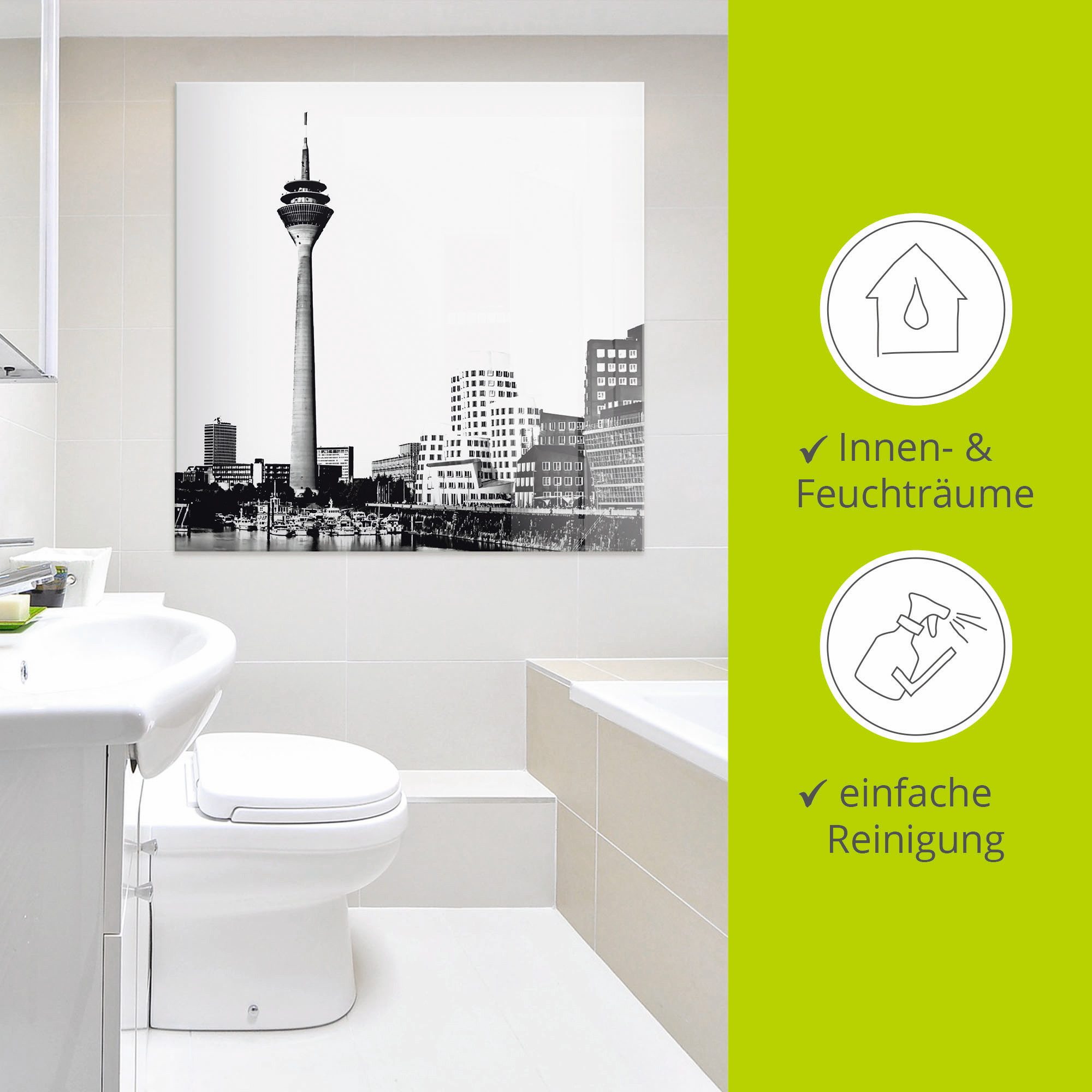 Artland Print op glas Düsseldorf collage skyline 15