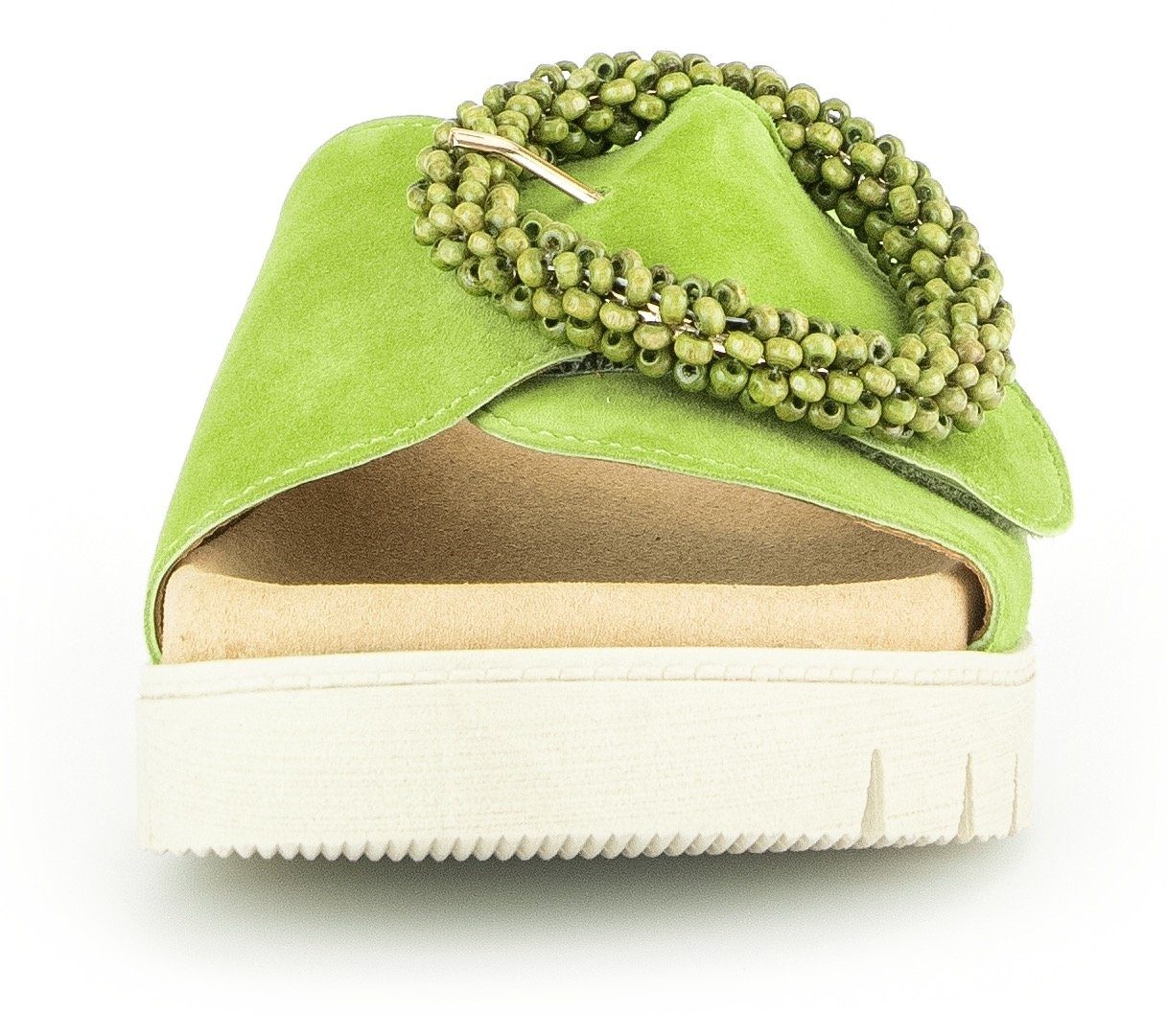 Gabor Slippers , plateau, zomerschoen, slippers met sierparels aan de decoratieve gesp