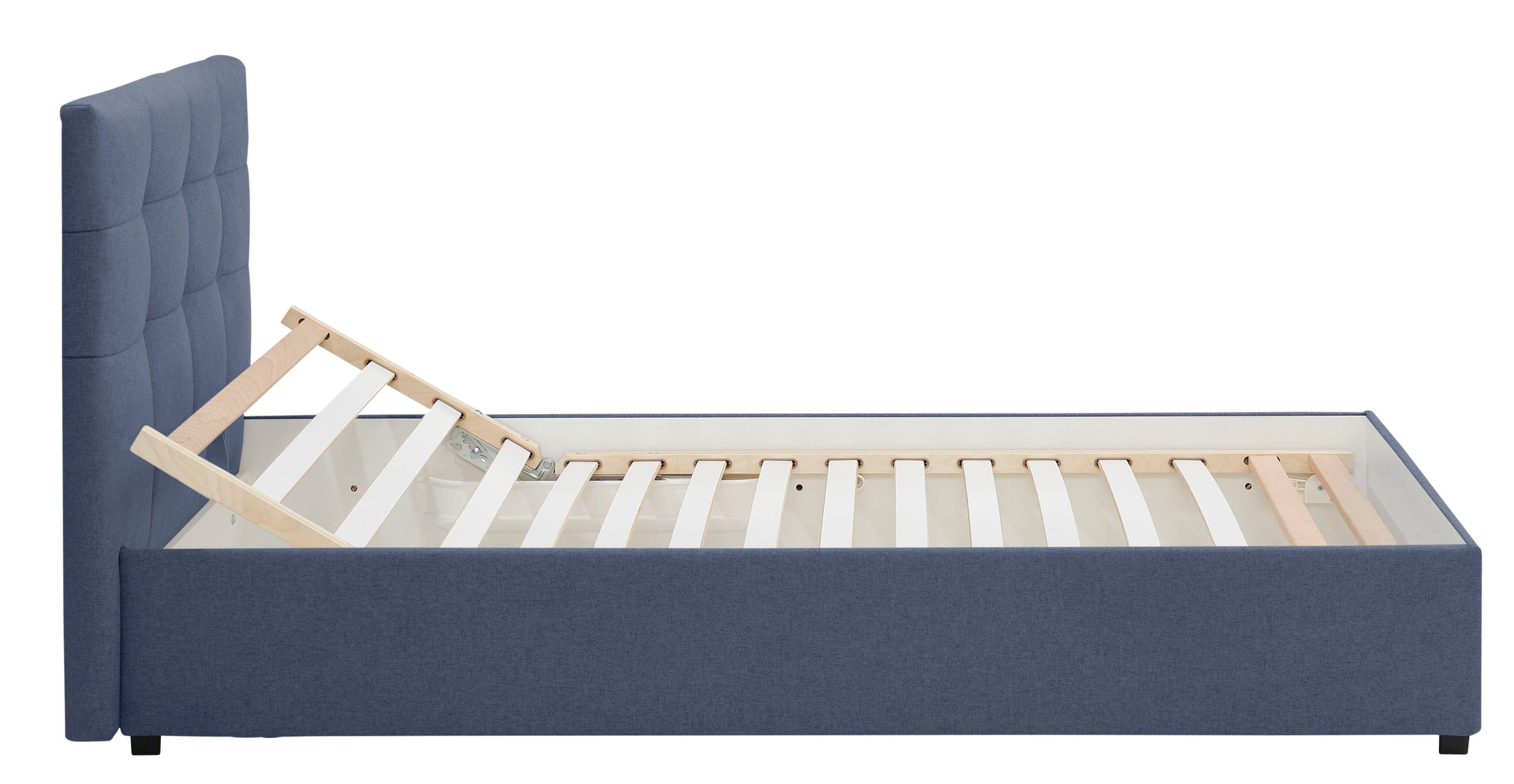 Lüttenhütt Gestoffeerd bed Endres met bedkist, naar keuze zonder matras/lattenbodem of incl. matras