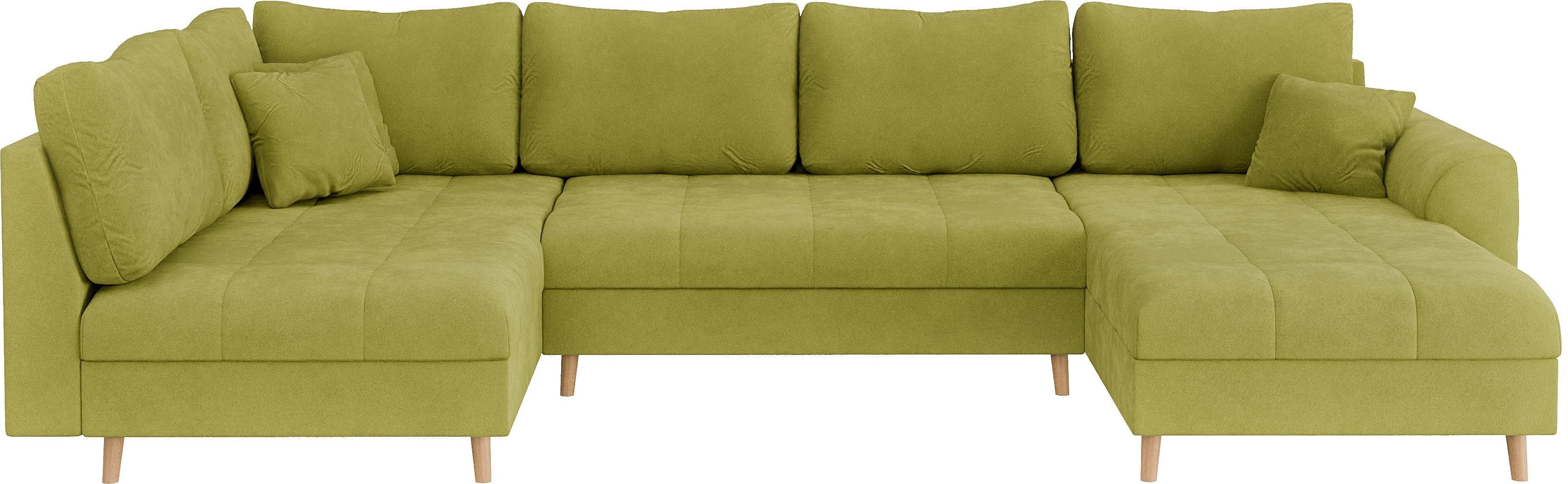 Home affaire Zithoek CHARRE U-vorm met ottomane, afmetingen B/D/H: 310/161/81 cm fijne stiksels, losse rug- en sierkussens, ook in cord en bouclé