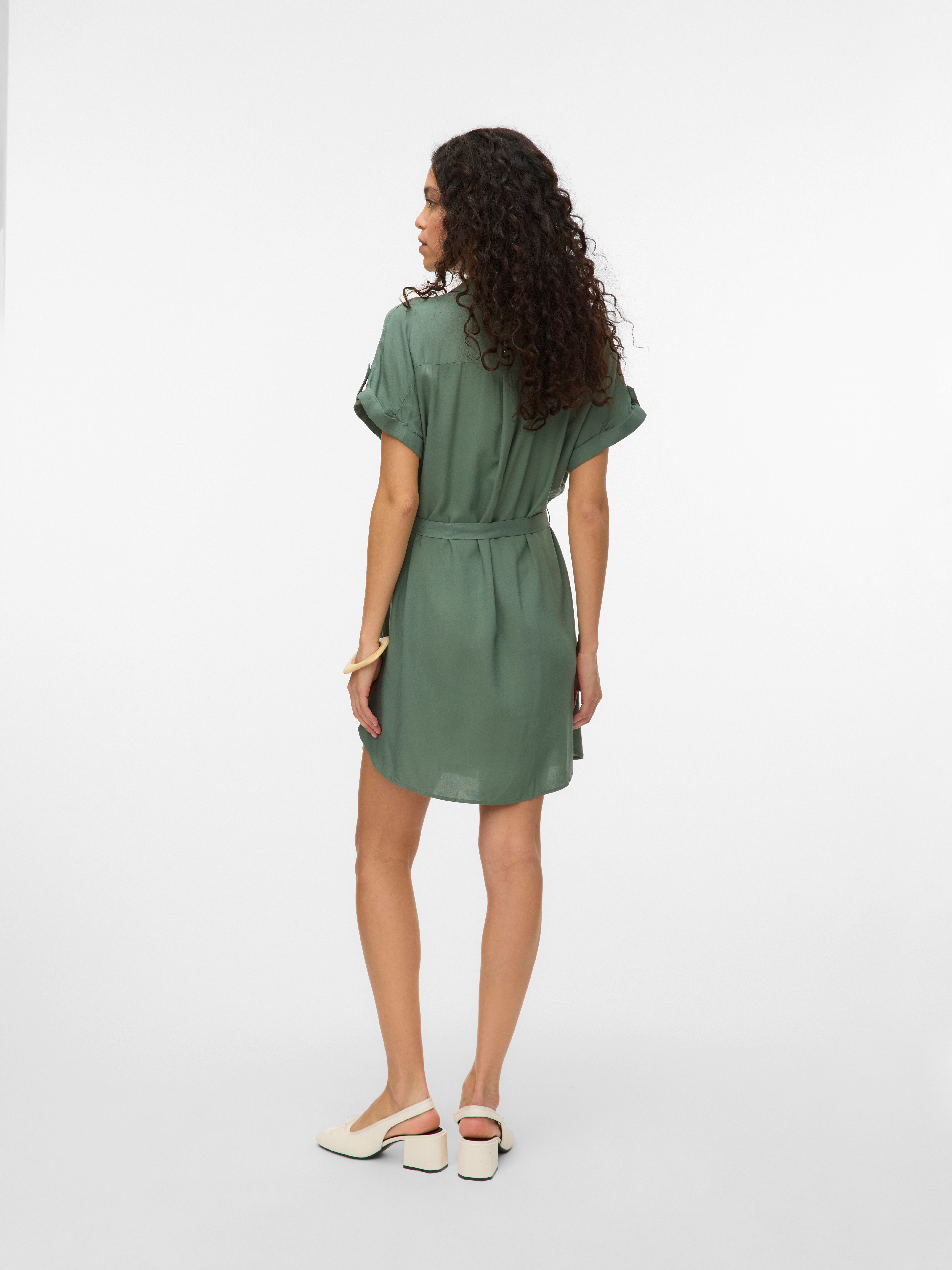 Vero Moda Midi-jurk VMBUMPY SS SHORT SHIRT DRESS WVN GA NOOS