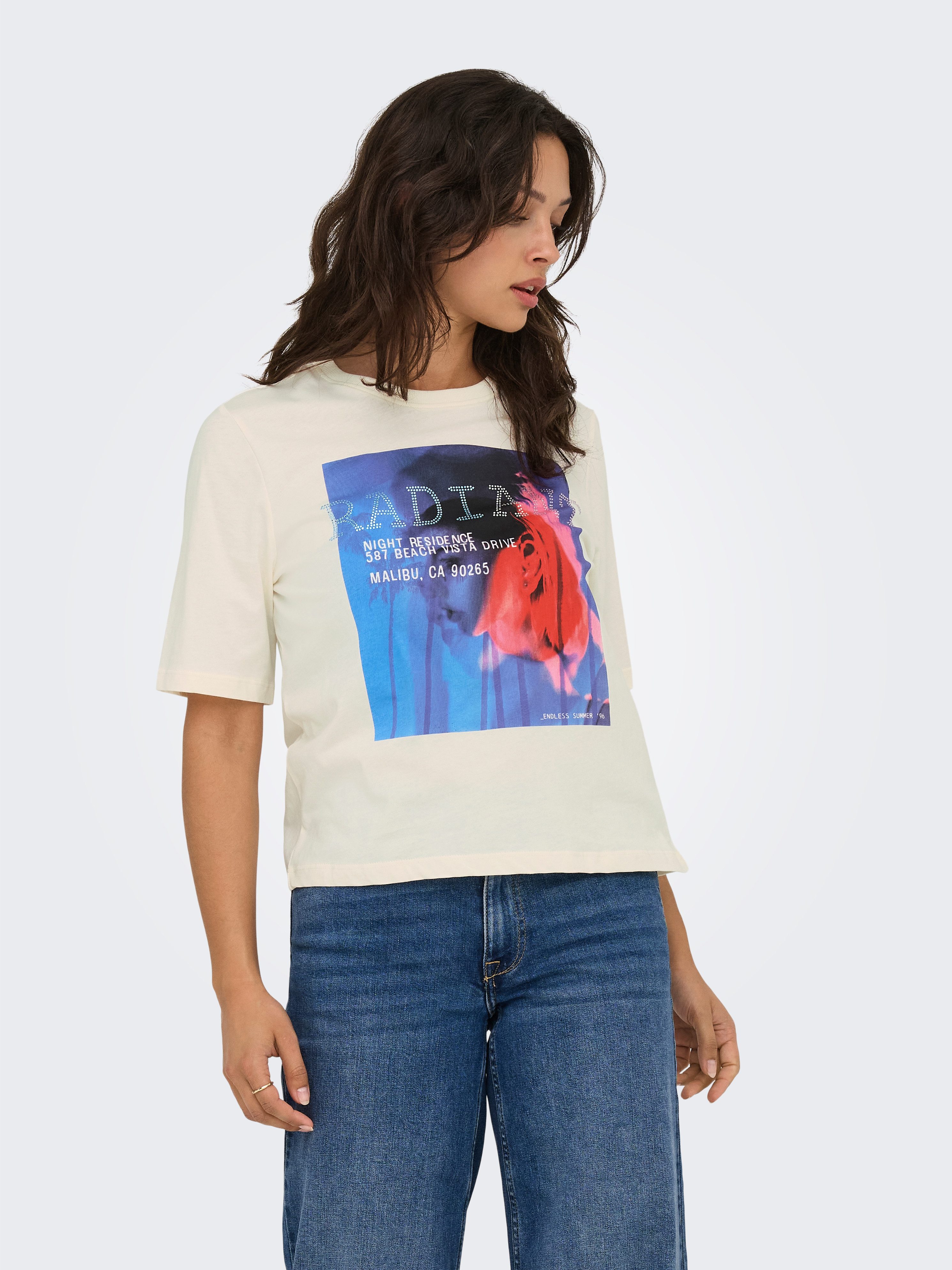 Only Shirt met korte mouwen ONLHAVANNA LIFE S/S VIBE TOP BOX JRS