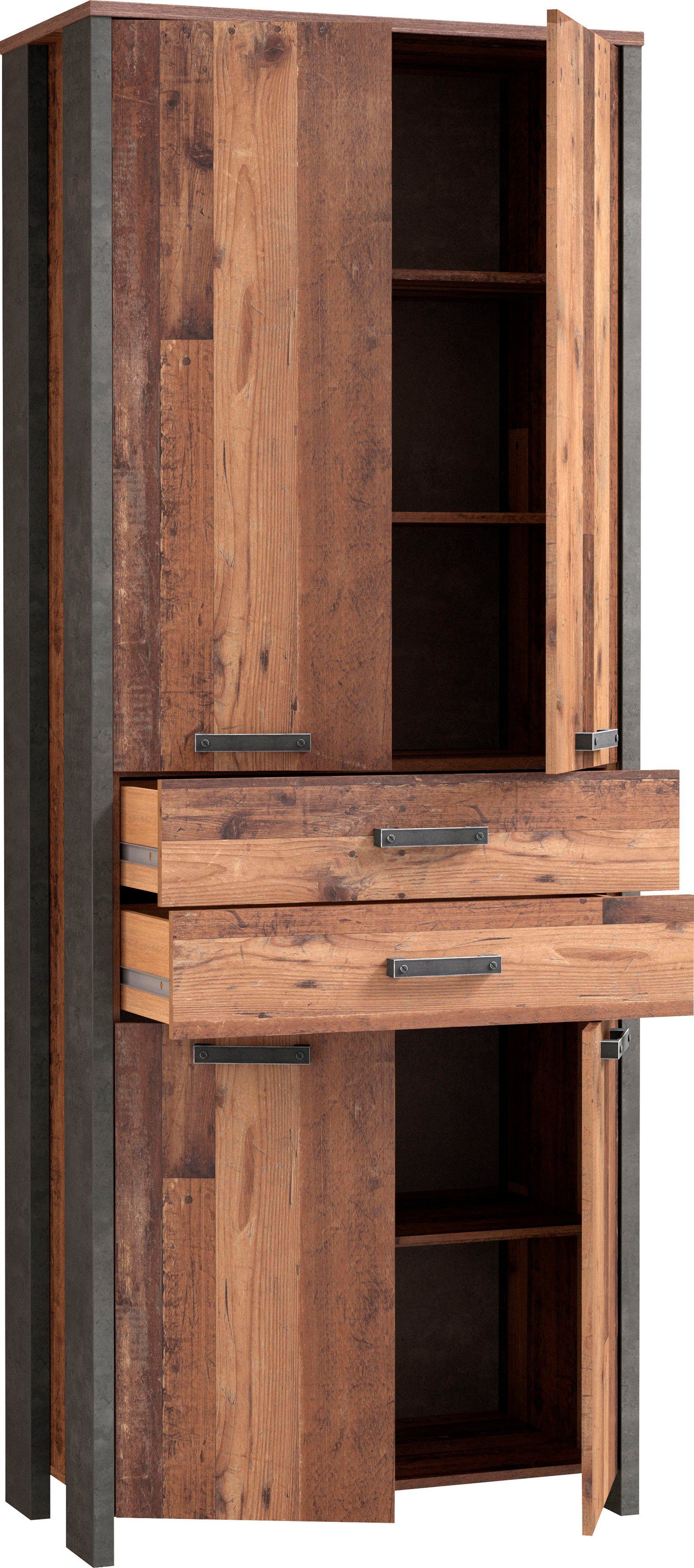 FORTE Archiefkast Clif Multifunctionele kast in industriële stijl, breedte 86 cm x hoogte 220 cm