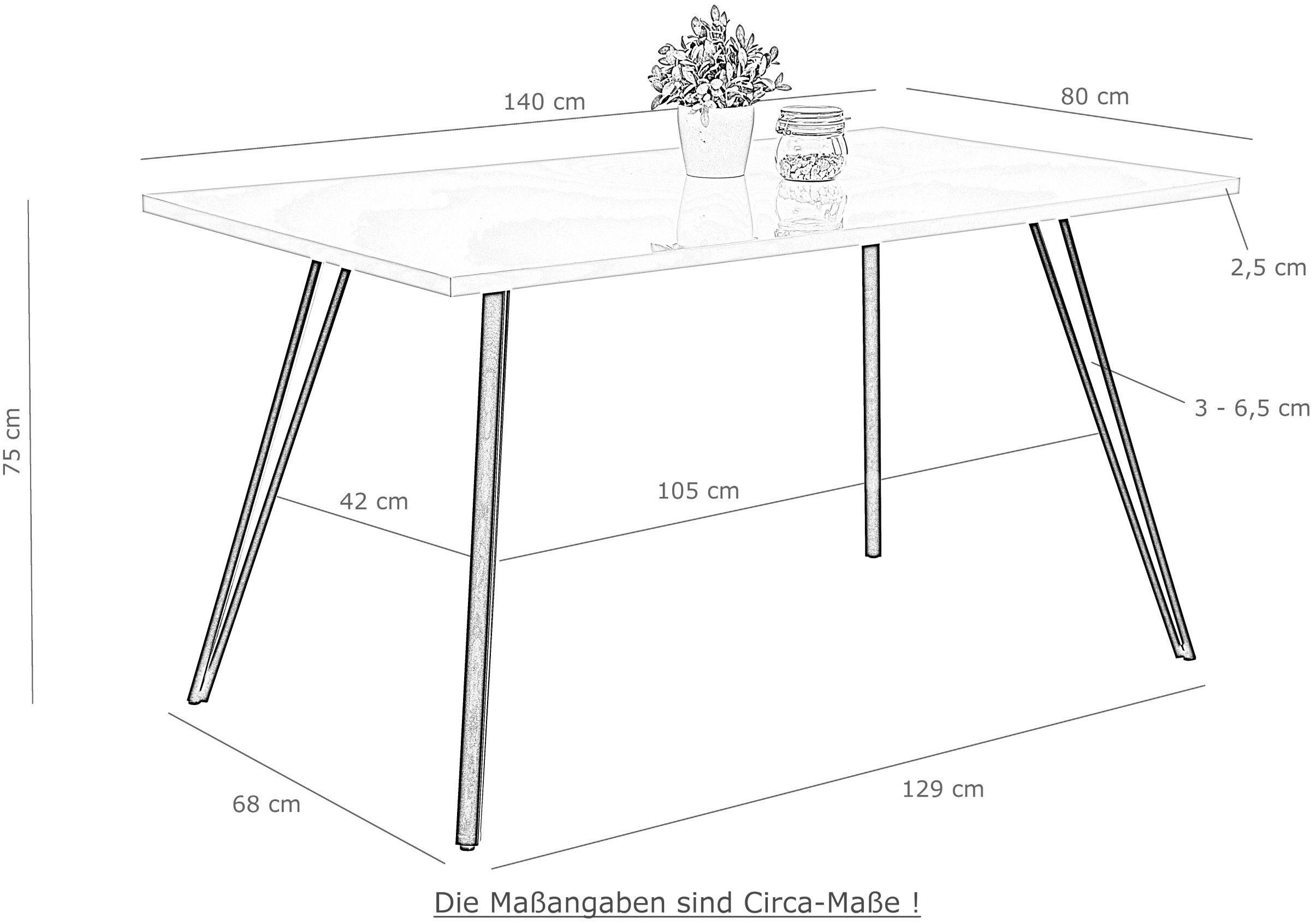 HELA Eethoek JENN Tafel hoogglans, 4 stoelen BESTSELLER, eetkamer groep (5-delig)