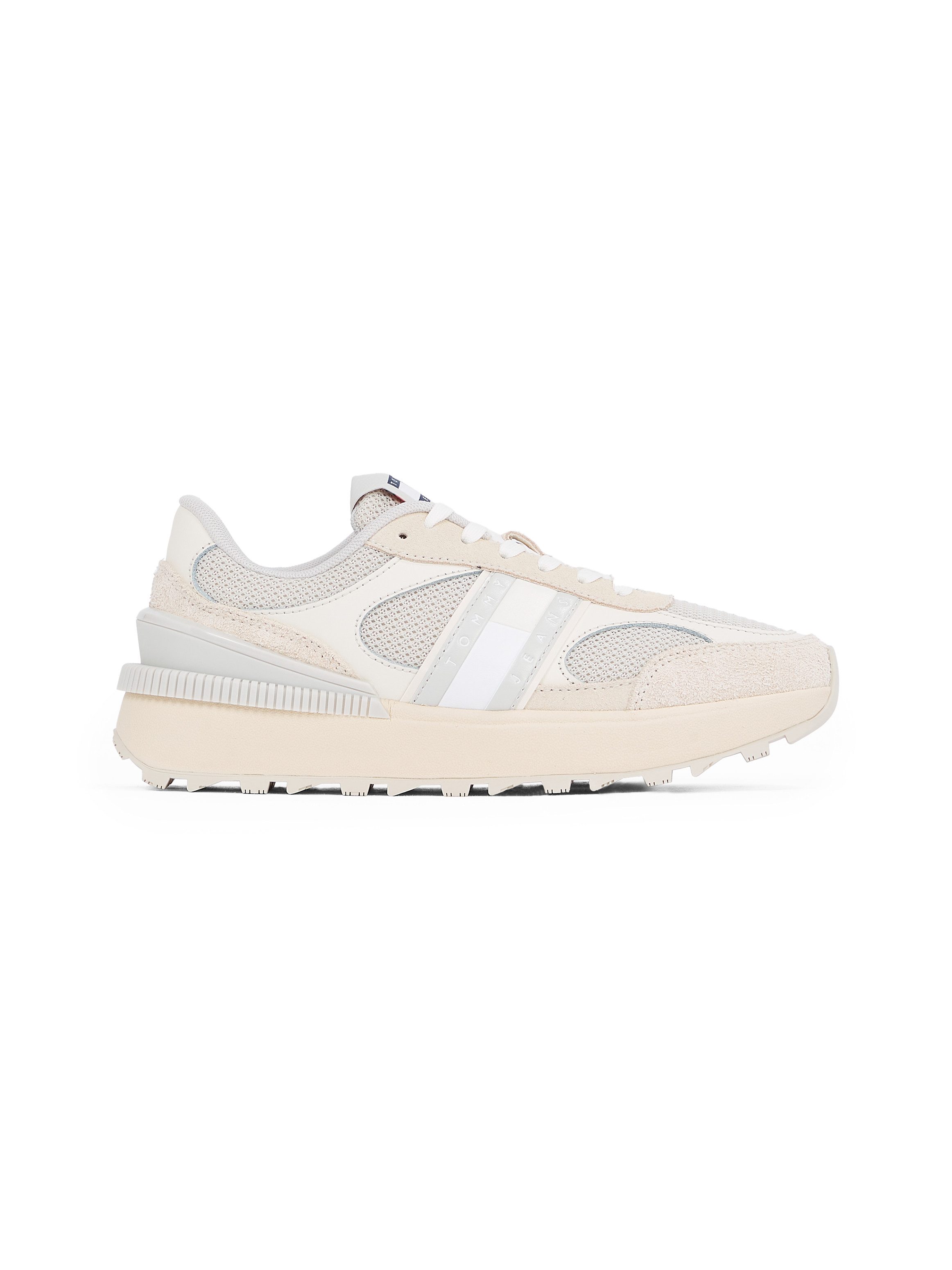 TOMMY JEANS Plateausneakers TJW TECH RUNNER vrijetijdsschoen, lage schoen, veterschoen in materiaal-mix