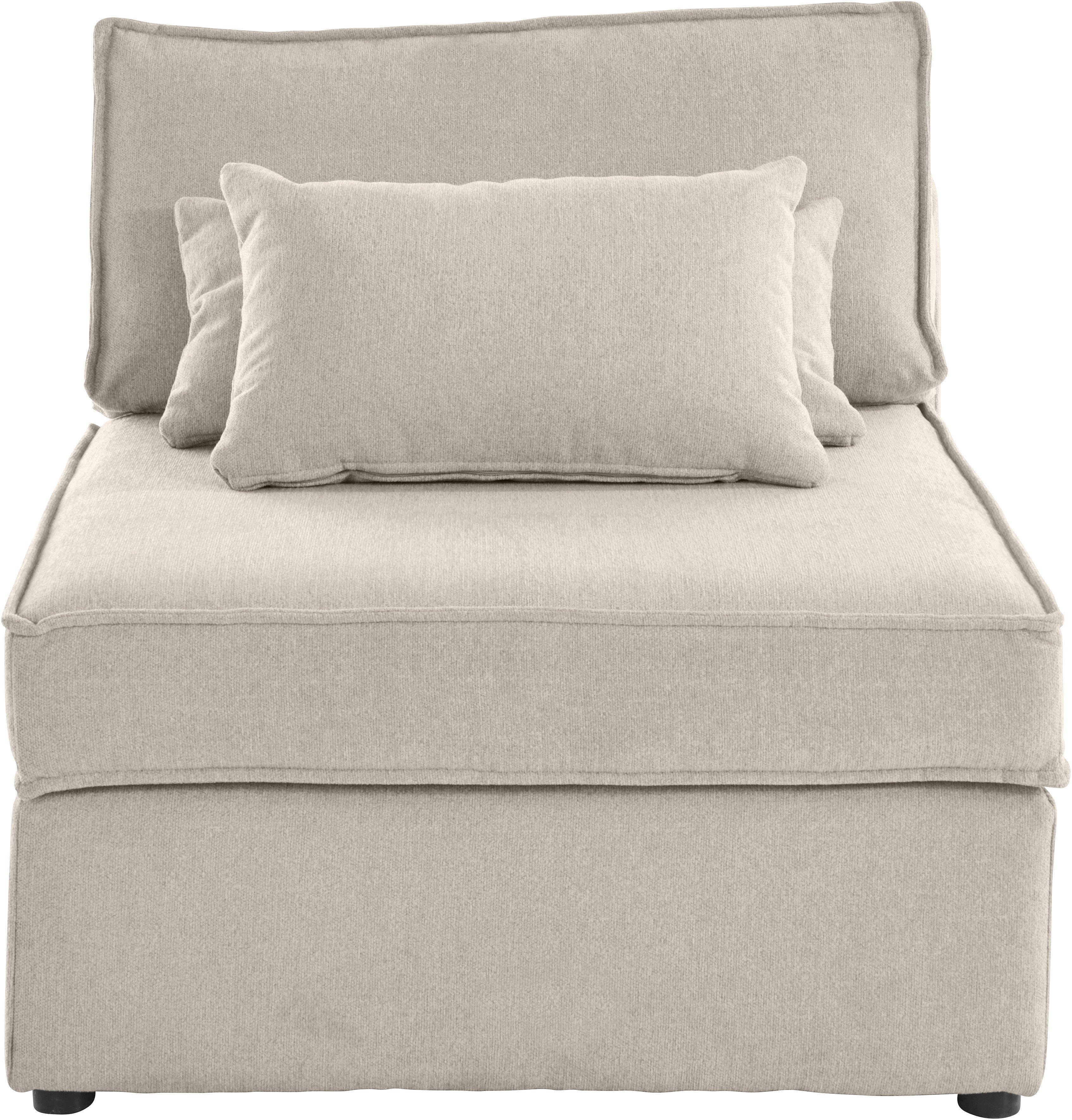 RAUM.ID Bank-middenelement Florid als deel van een modulaire bank, stevig zitcomfort, ook in cord