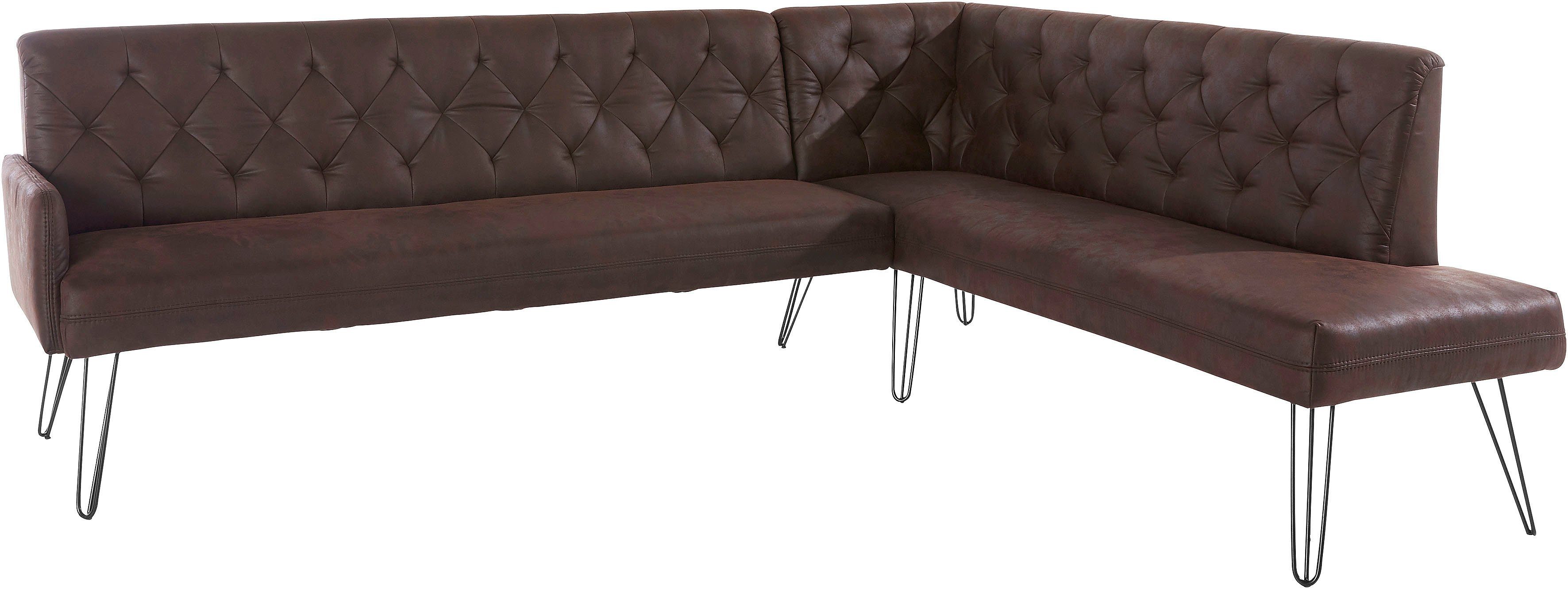 exxpo - sofa fashion Hoekbank Doppio, Chesterfield look, comfortabel en handig, hoge designvoeten