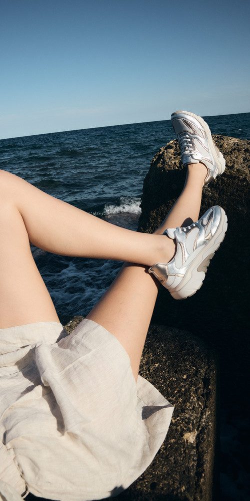 Gabor Rollingsoft Sneakers met sleehak , vrijetijdsschoen, lage schoen, veterschoen met rollingsoft-loopzool
