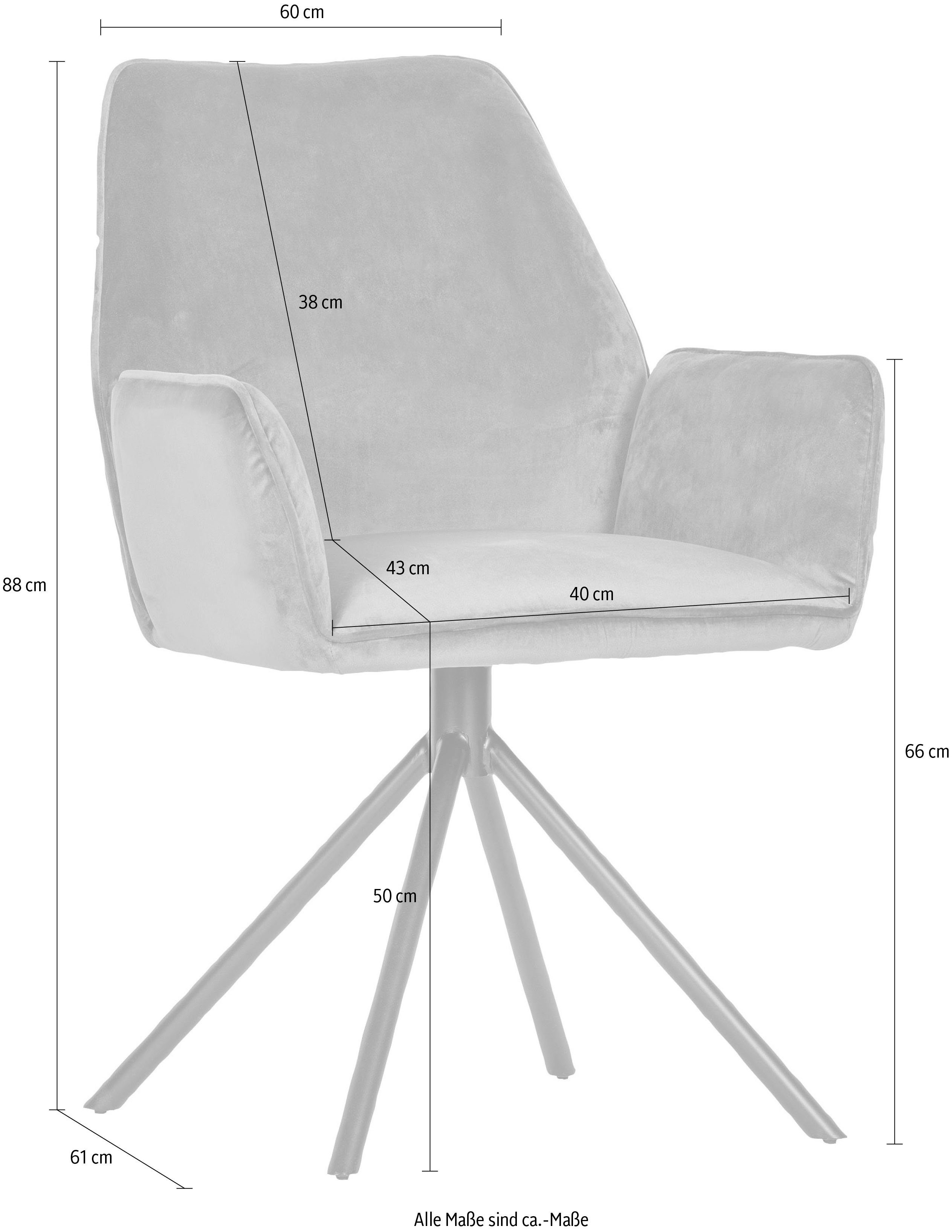 WOOOD Eetkamerstoel AMBERS met armleuningen, gepolsterd, 4-poots frame, breedte 60 cm (2 stuks)